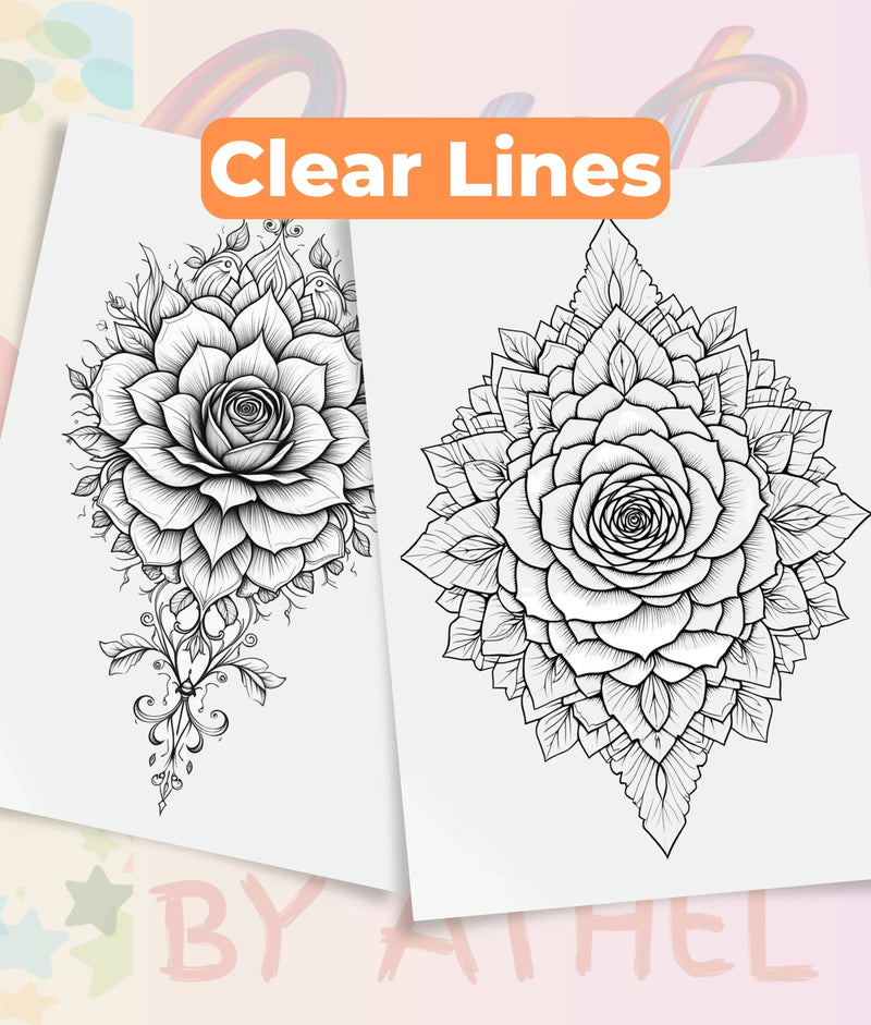 Rose Mandala Coloring Book Bundle - CraftNest - Digital Crafting and Art