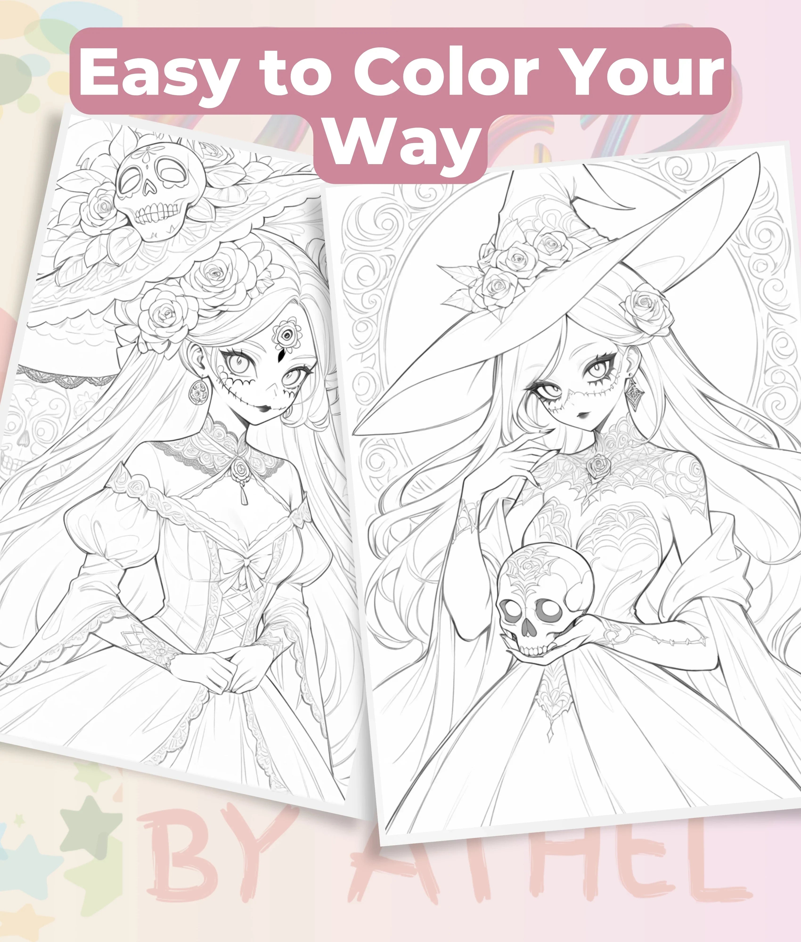 Día de los Muertos Witch Sketch Coloring Book Bundle - CraftNest - Digital Crafting and Art