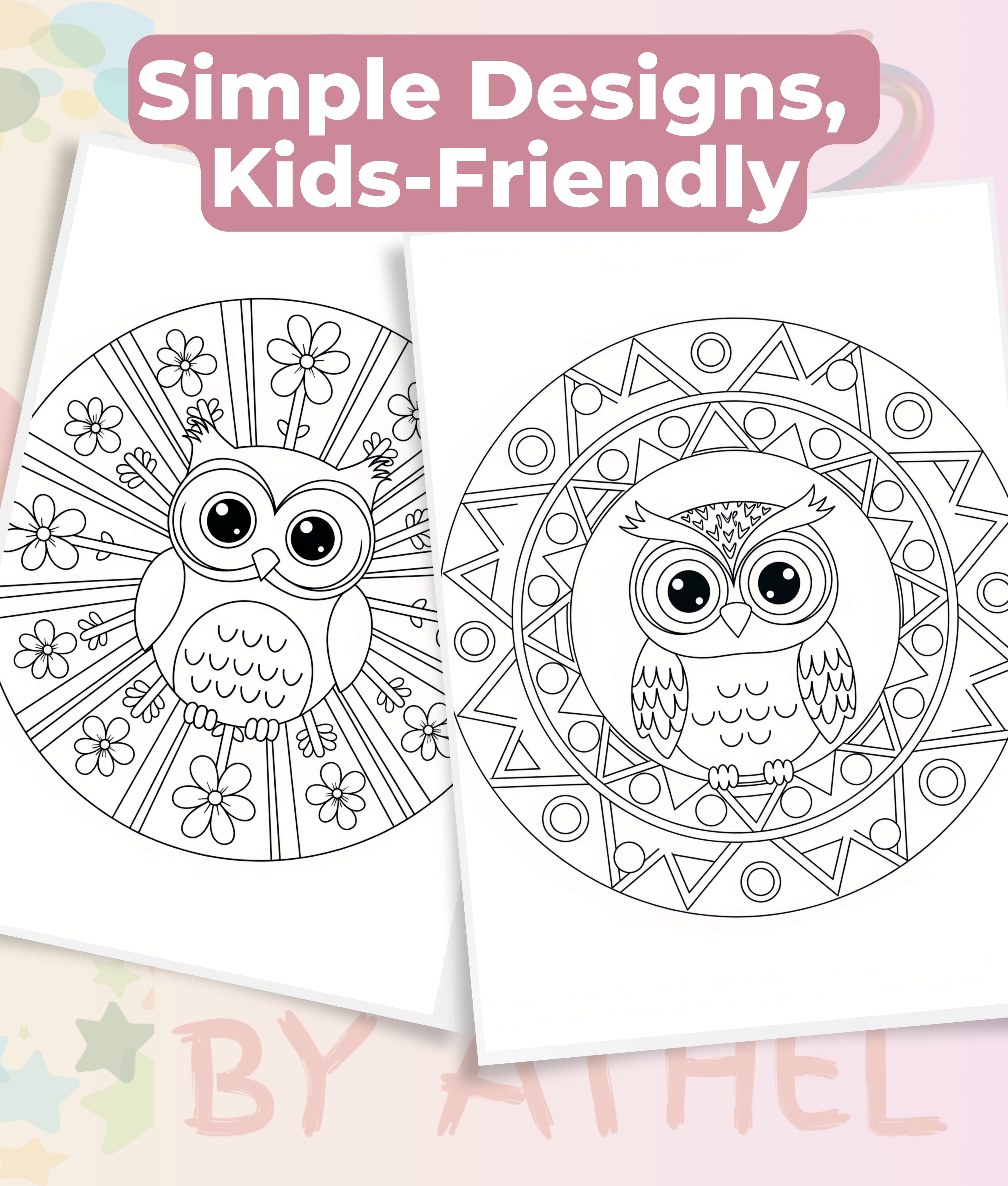 Kids Owl Mandala Coloring Book Bundle - CraftNest - Digital Crafting and Art