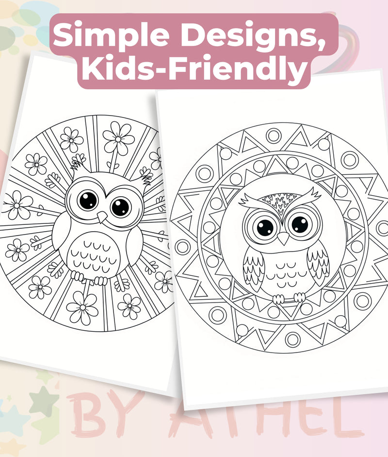 Kids Owl Mandala Coloring Book Bundle - CraftNest - Digital Crafting and Art