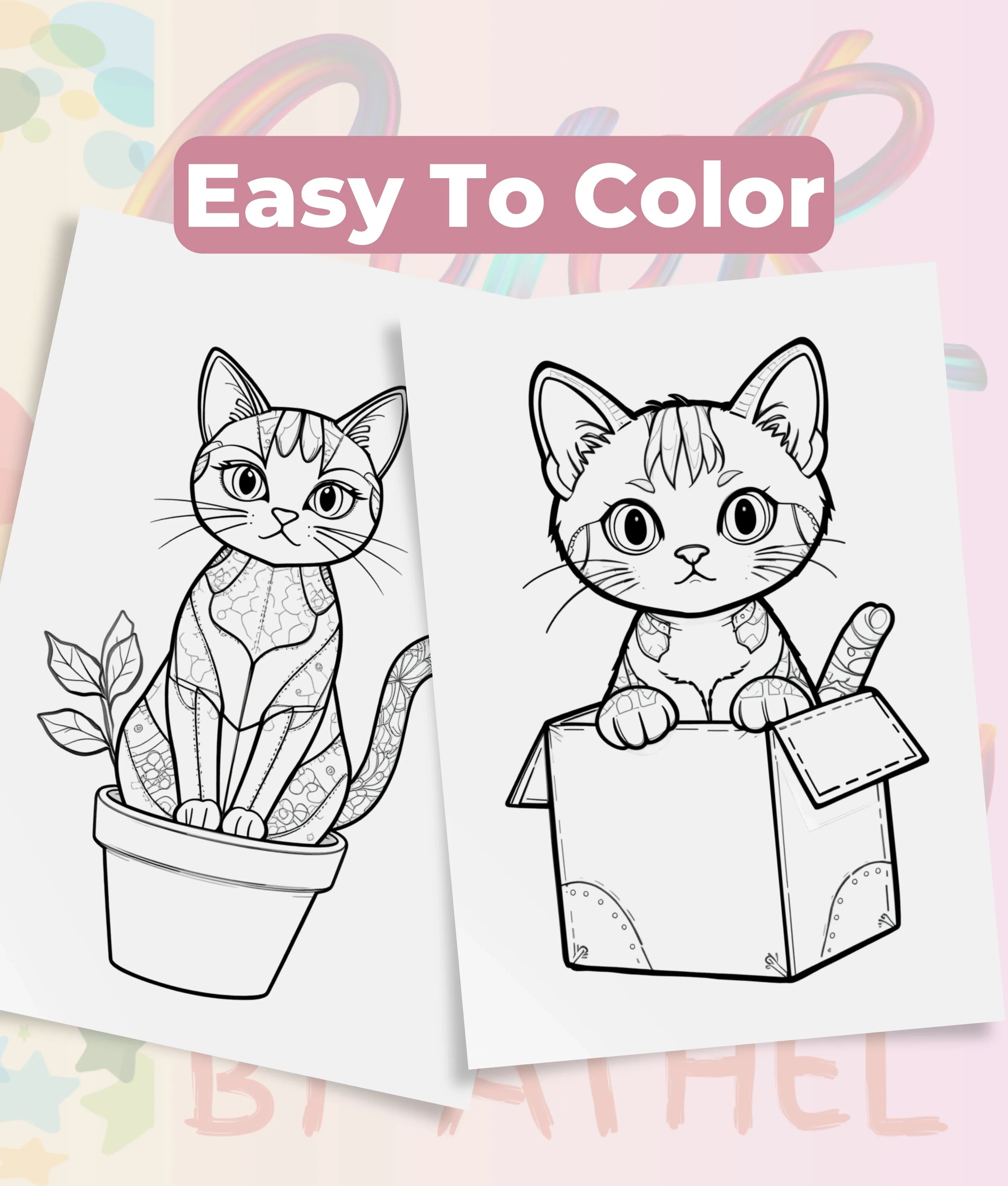 PatchworkStitched Cats Coloring Book Series Vol 6 - CraftNest - Digital Crafting and Art