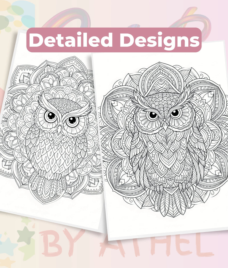 Owl Mandala Coloring Book Bundle - CraftNest - Digital Crafting and Art