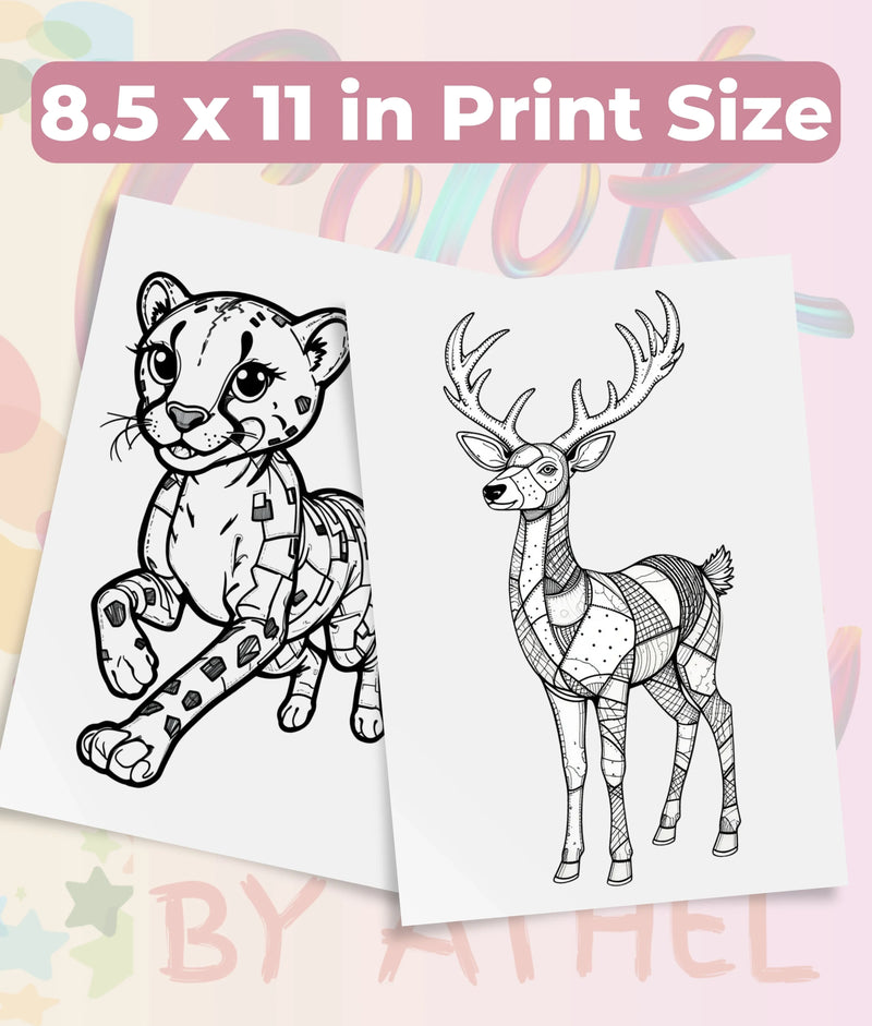 Patchwork Wild Animals Coloring Book Bundle - CraftNest - Digital Crafting and Art