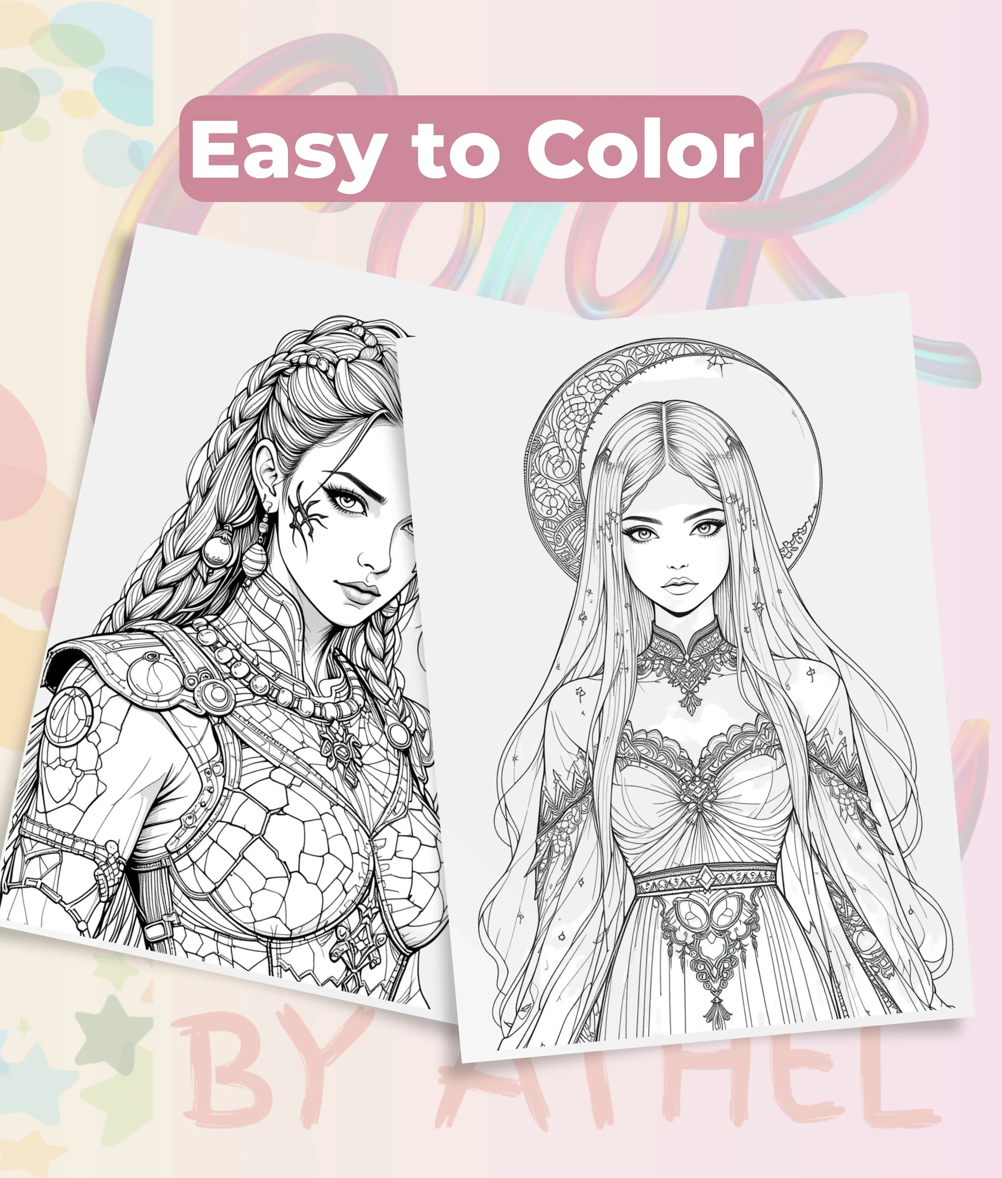 Fierce Fantasy Women Coloring Books Bundle - CraftNest - Digital Crafting and Art