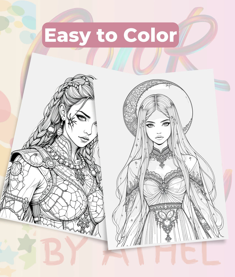 Fierce Fantasy Women Coloring Books Bundle - CraftNest - Digital Crafting and Art
