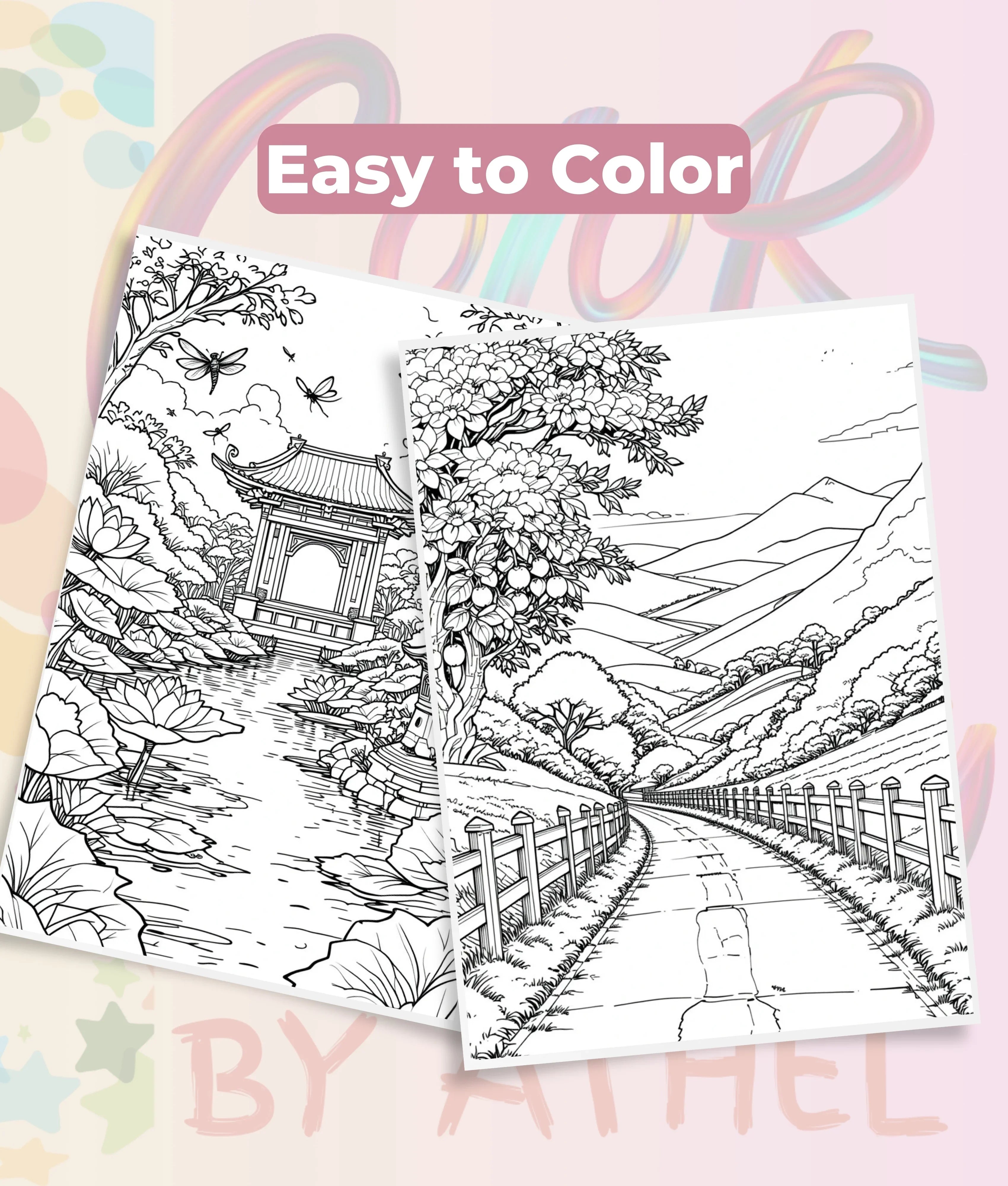 Japanese Landscape Coloring Book Bundle - CraftNest - Digital Crafting and Art