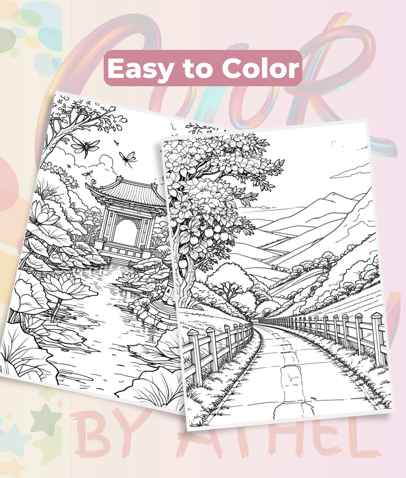 Japanese Landscape Coloring Book Bundle - CraftNest - Digital Crafting and Art