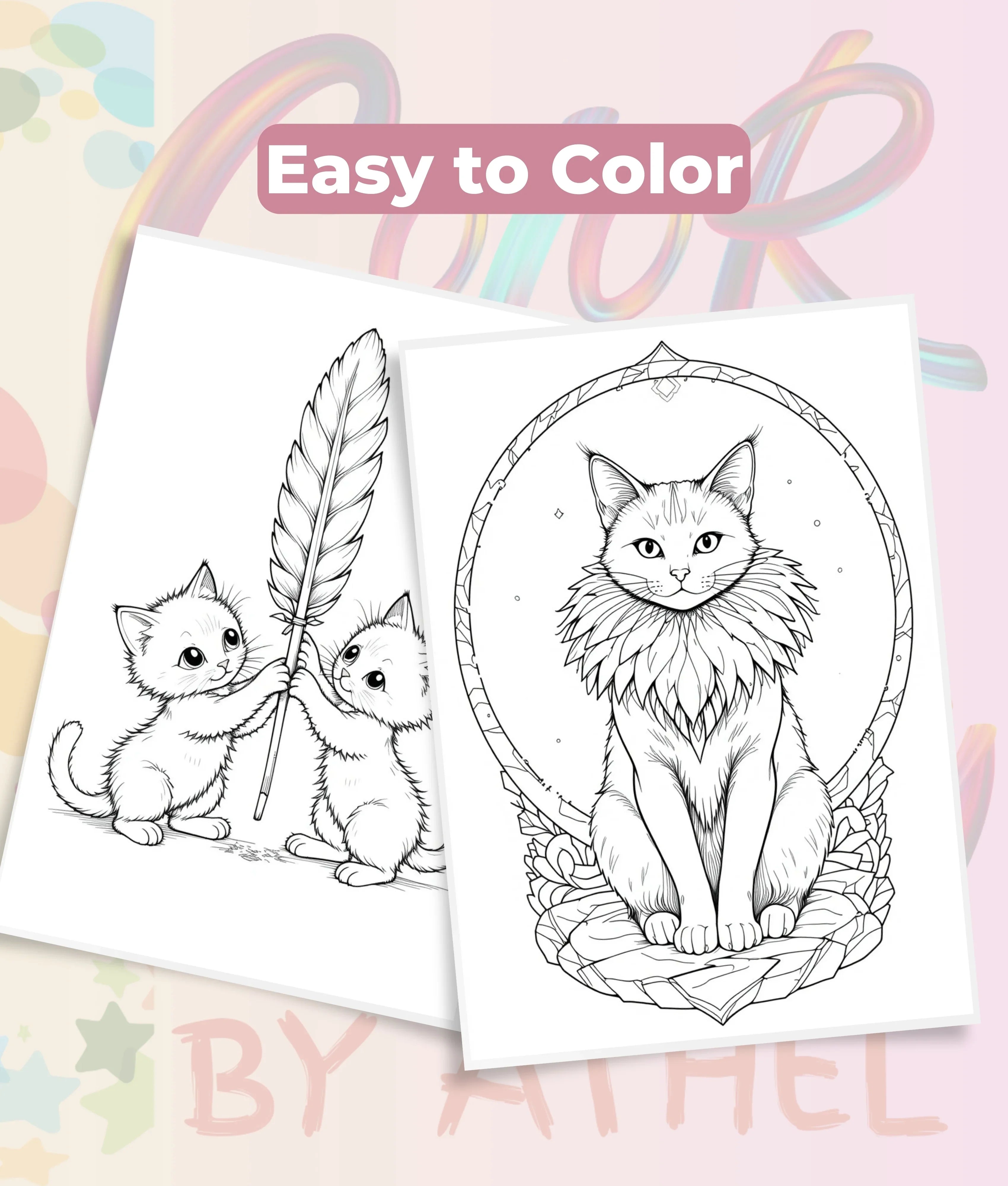 Majestic Enchanted Cats Coloring Book Bundle - CraftNest - Digital Crafting and Art