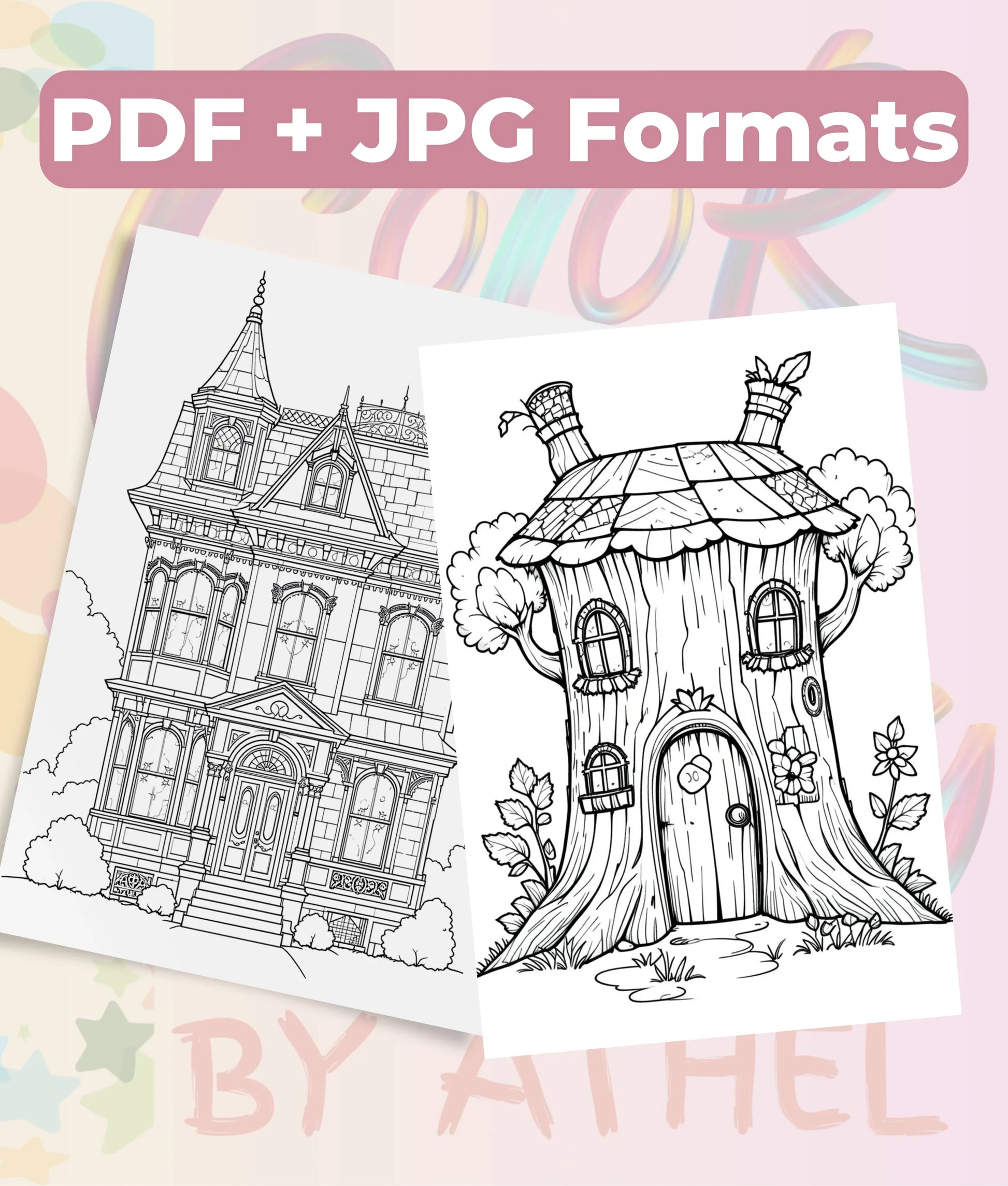 PatchworkStitched Vol 3: Houses Coloring Book Bundle - CraftNest - Digital Crafting and Art