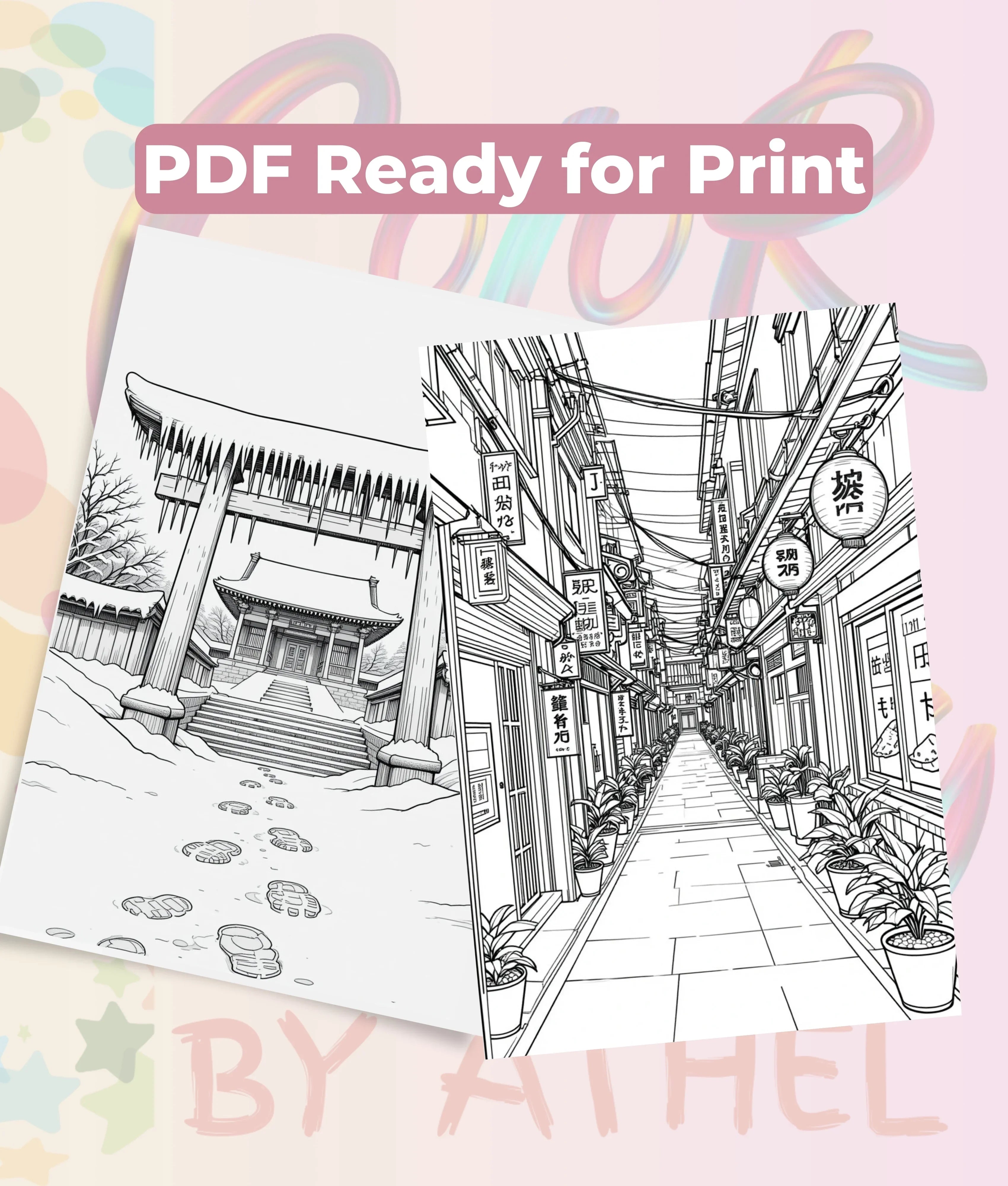 Japanese Landscape Coloring Book Bundle - CraftNest - Digital Crafting and Art