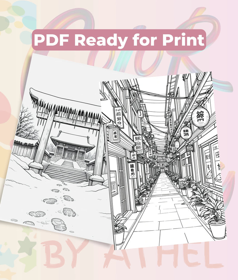 Japanese Landscape Coloring Book Bundle - CraftNest - Digital Crafting and Art