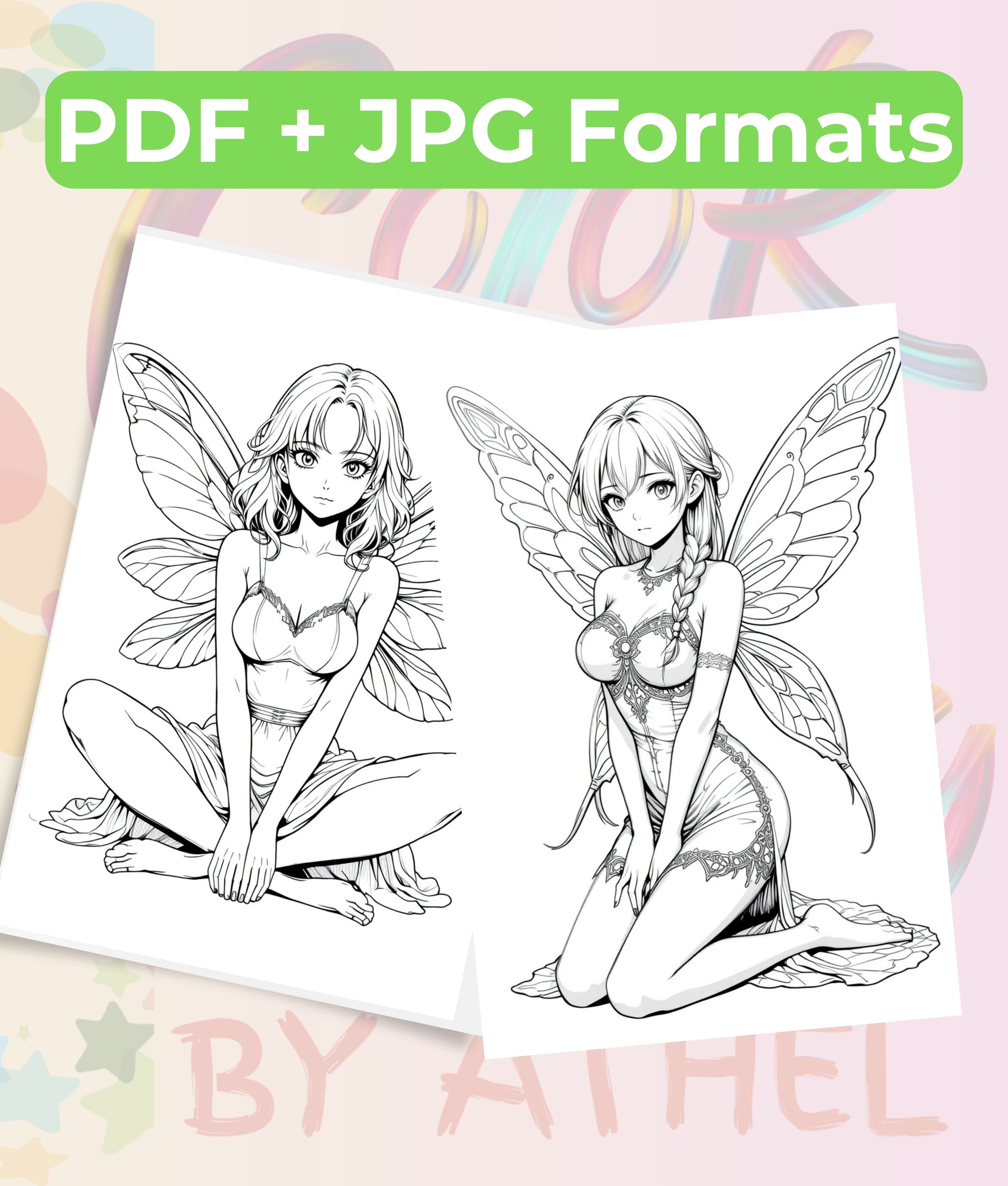 Spring Fairy Coloring Book Bundle