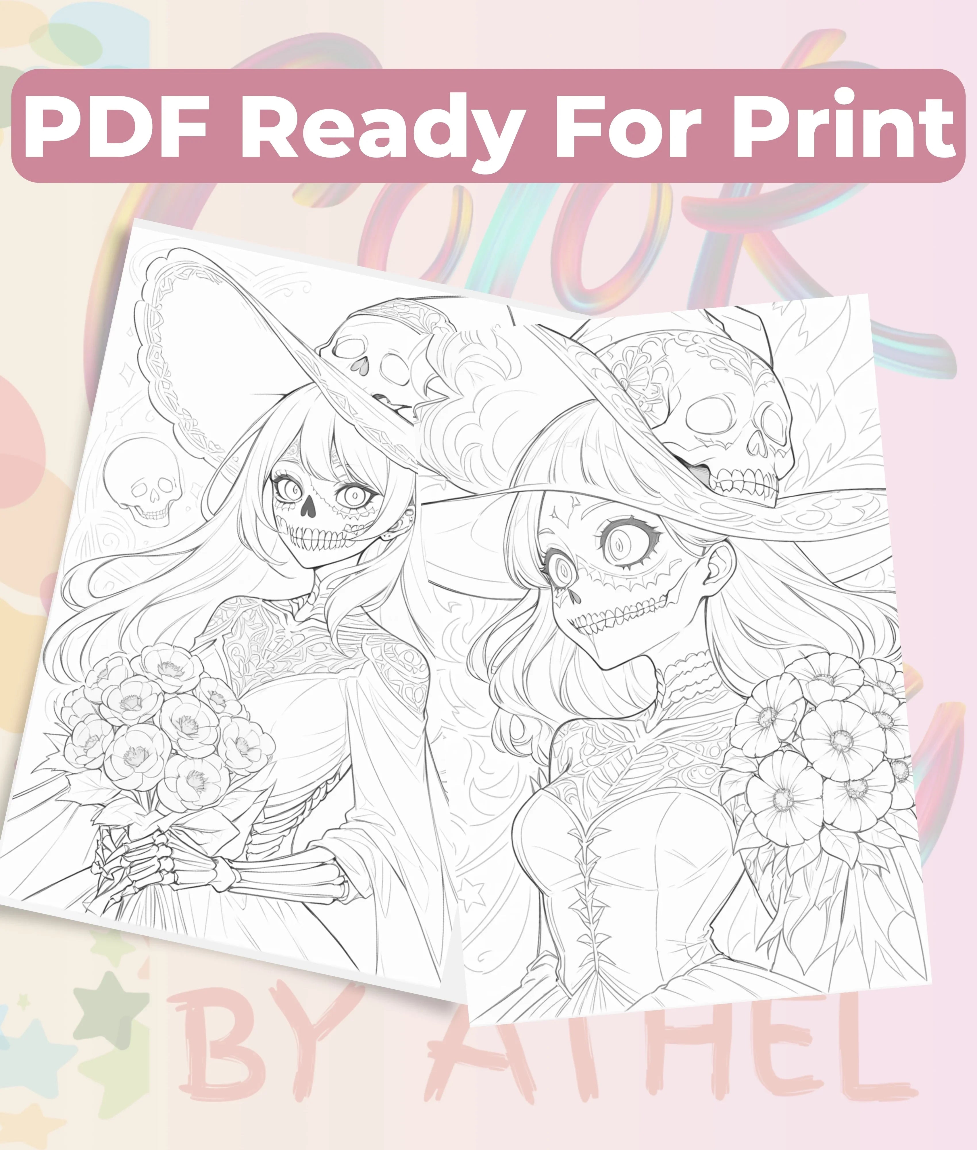 Día de los Muertos Witch Sketch Coloring Book Bundle - CraftNest - Digital Crafting and Art