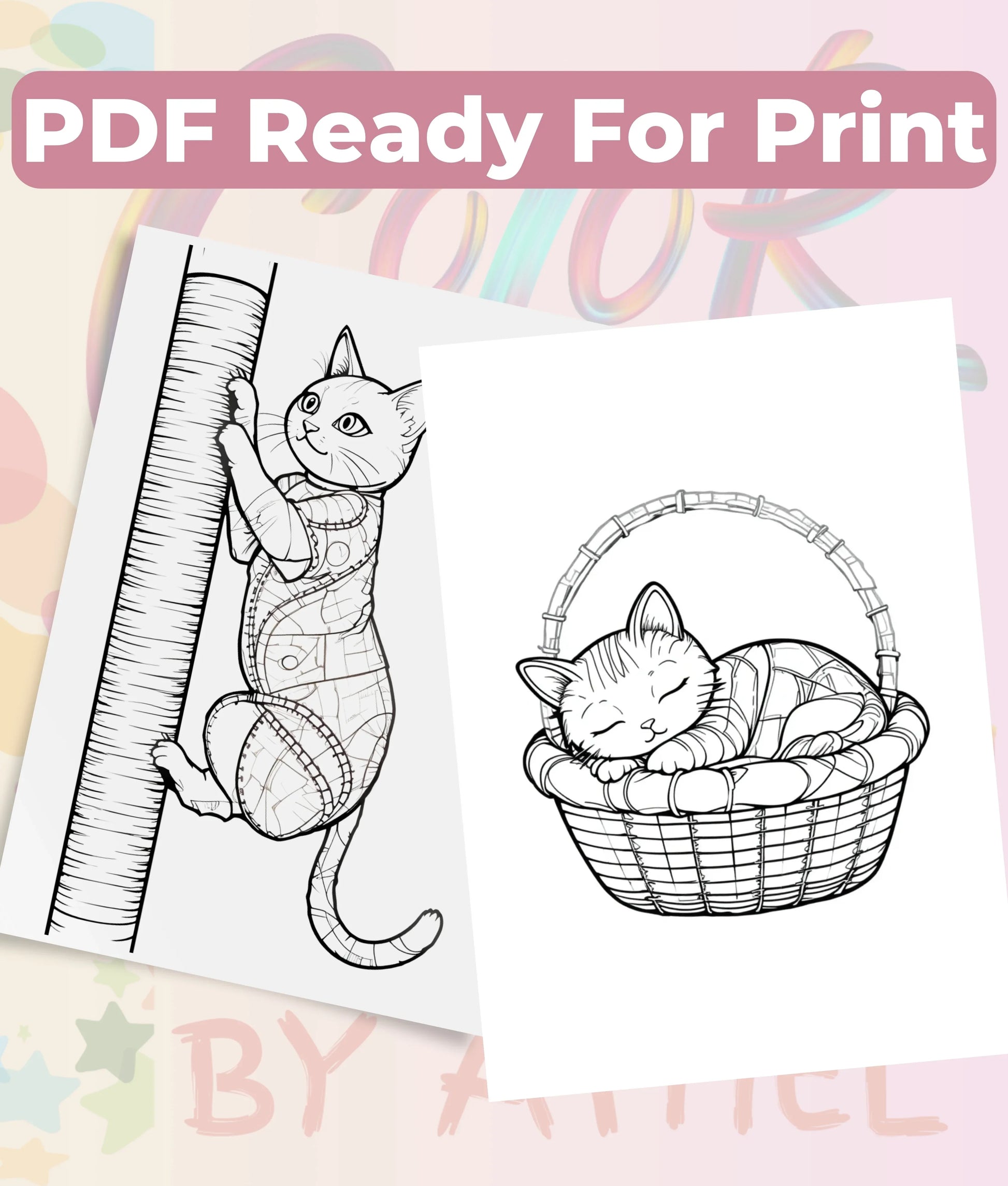 PatchworkStitched Cats Coloring Book Series Vol 6 - CraftNest - Digital Crafting and Art