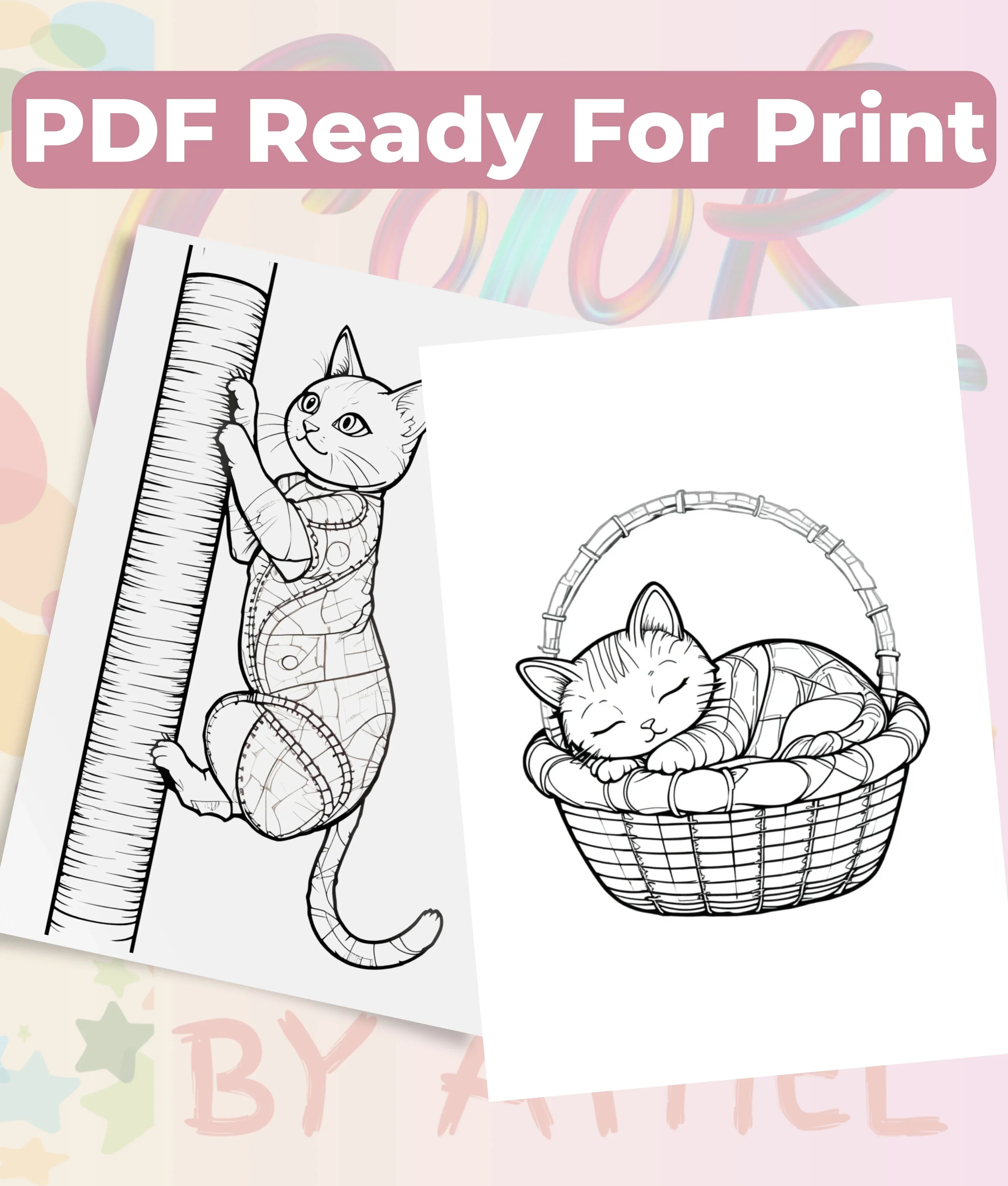PatchworkStitched Cats Coloring Book Series Vol 6 - CraftNest - Digital Crafting and Art