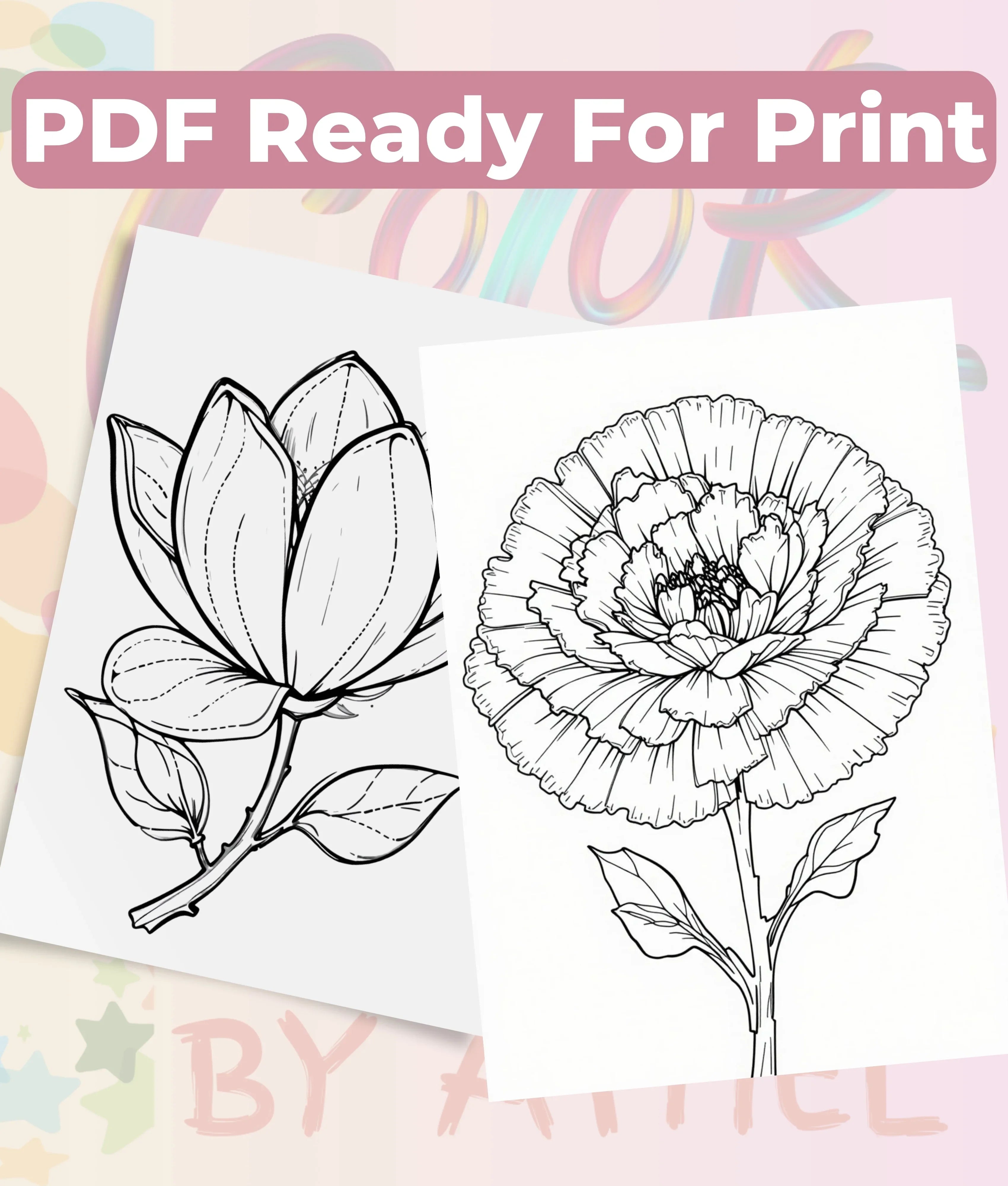 PatchworkStitched Vol 4 Flowers Coloring Books Bundle - CraftNest - Digital Crafting and Art