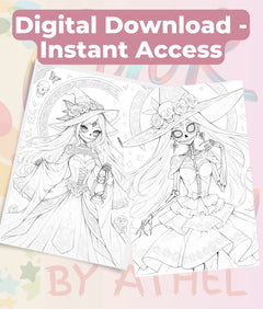 Día de los Muertos Witch Sketch Coloring Book Bundle - CraftNest - Digital Crafting and Art
