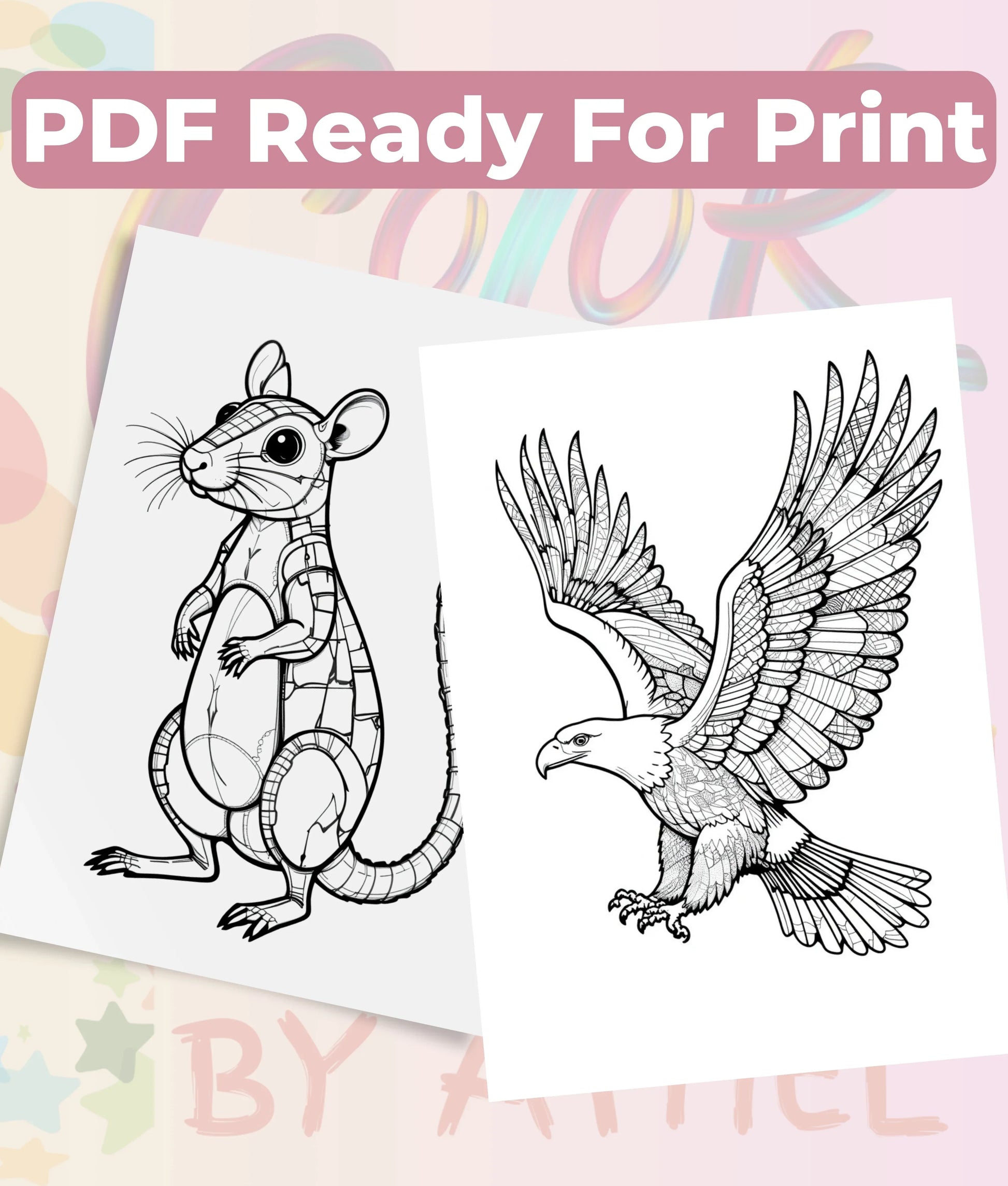 Patchwork Wild Animals Coloring Book Bundle - CraftNest - Digital Crafting and Art