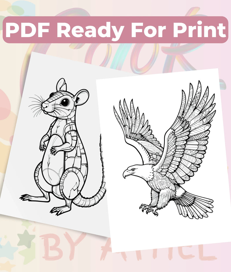 Patchwork Wild Animals Coloring Book Bundle - CraftNest - Digital Crafting and Art