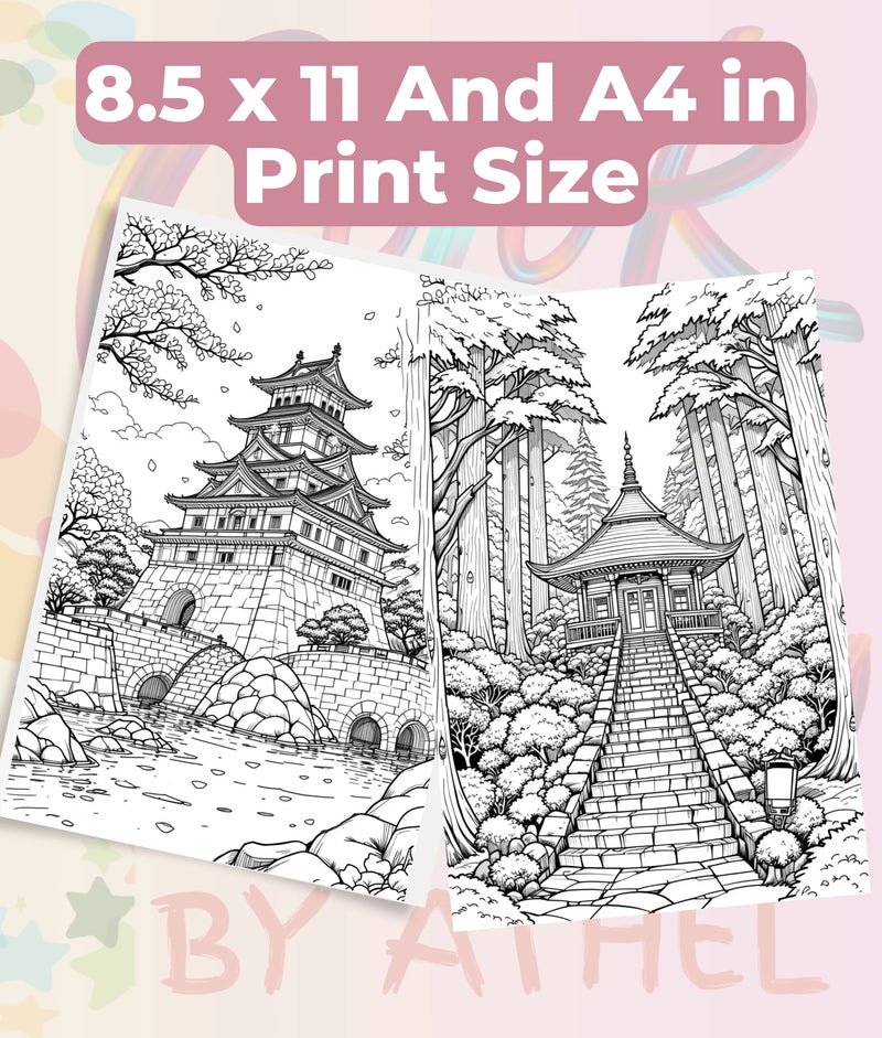 Japanese Landscape Coloring Book Bundle - CraftNest - Digital Crafting and Art