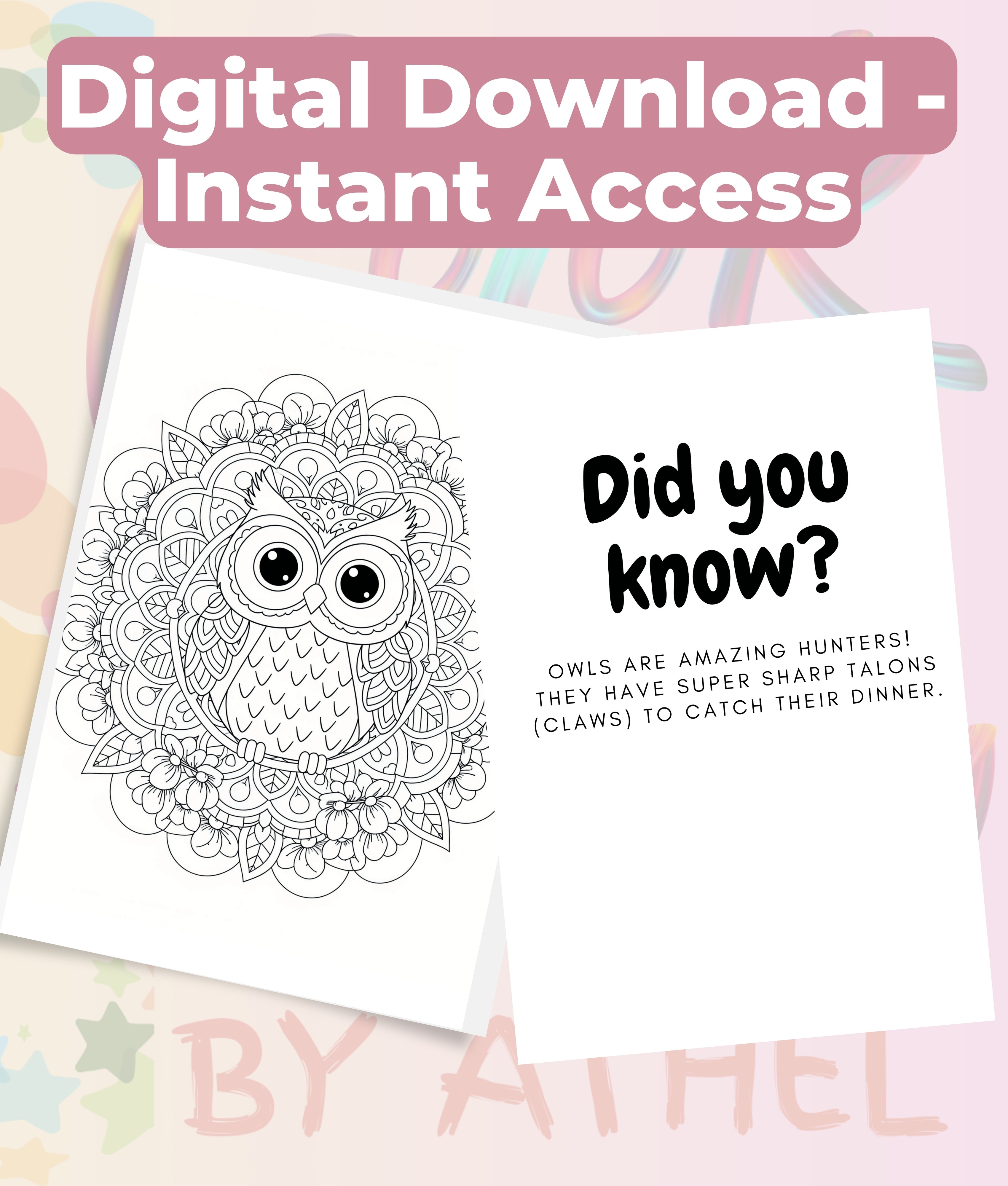 Kids Owl Mandala Coloring Book Bundle - CraftNest - Digital Crafting and Art