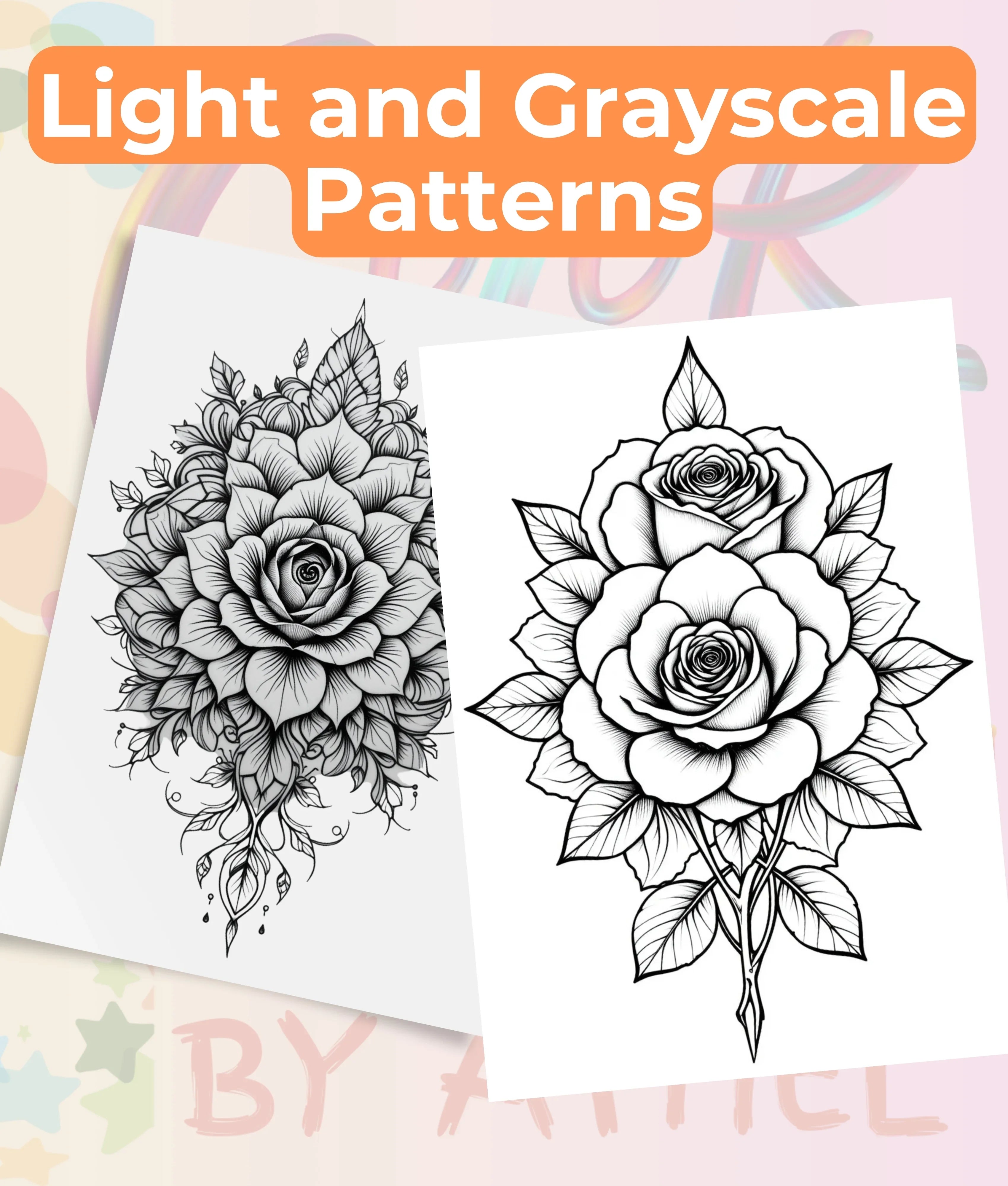 Rose Mandala Coloring Book Bundle - CraftNest - Digital Crafting and Art