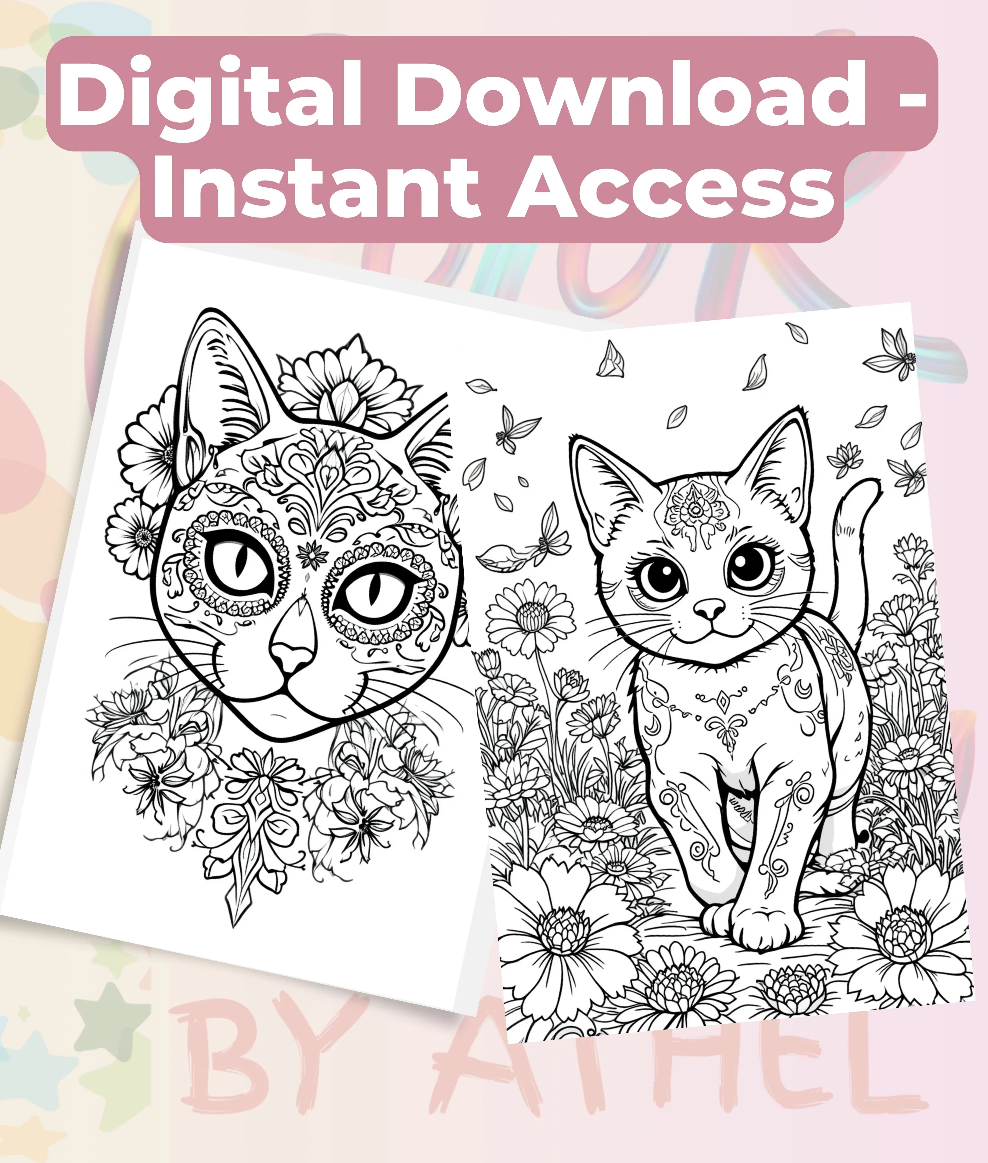 Dia de los Muertos Cats Coloring Book Bundle - CraftNest - Digital Crafting and Art