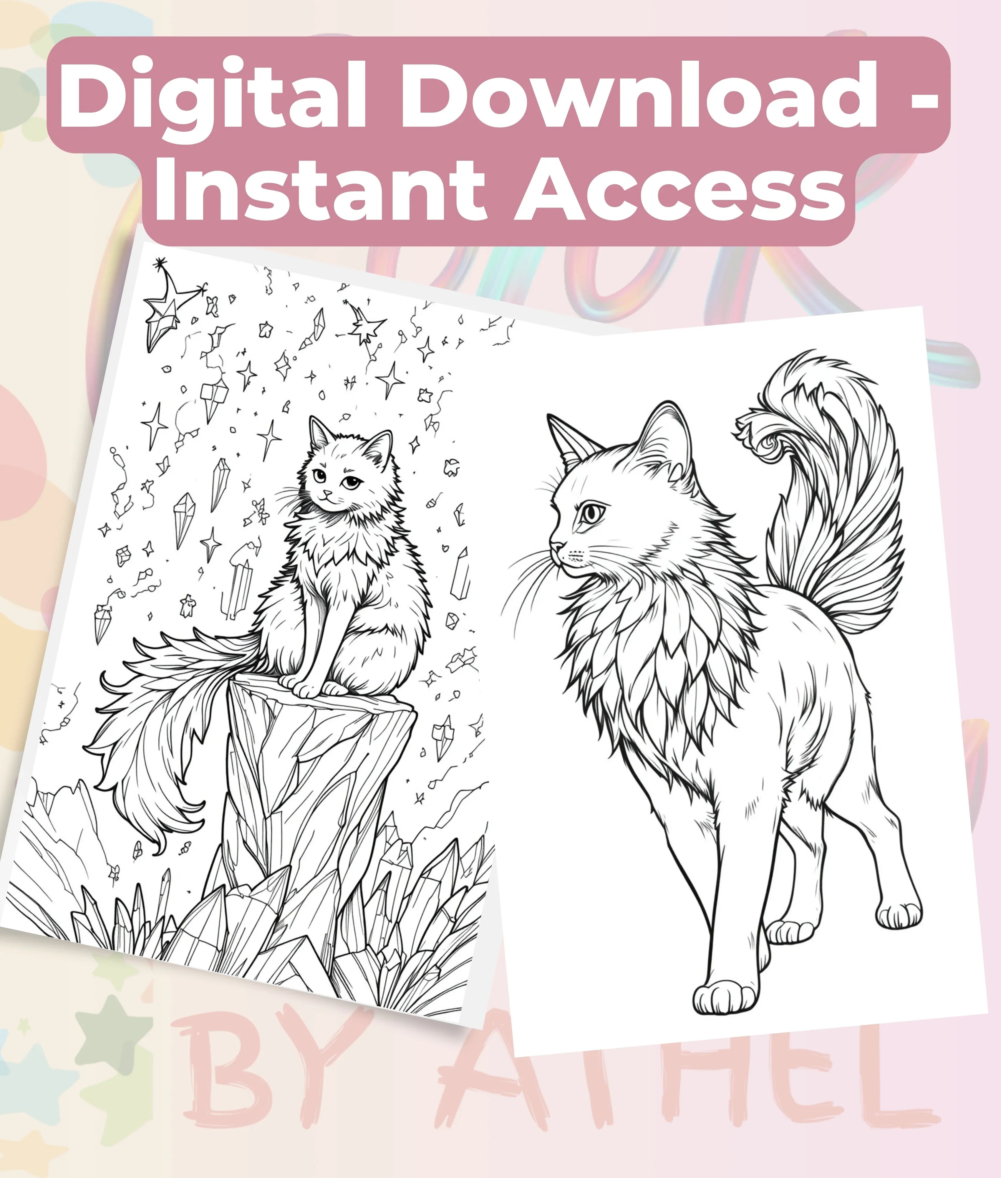 Majestic Enchanted Cats Coloring Book Bundle - CraftNest - Digital Crafting and Art