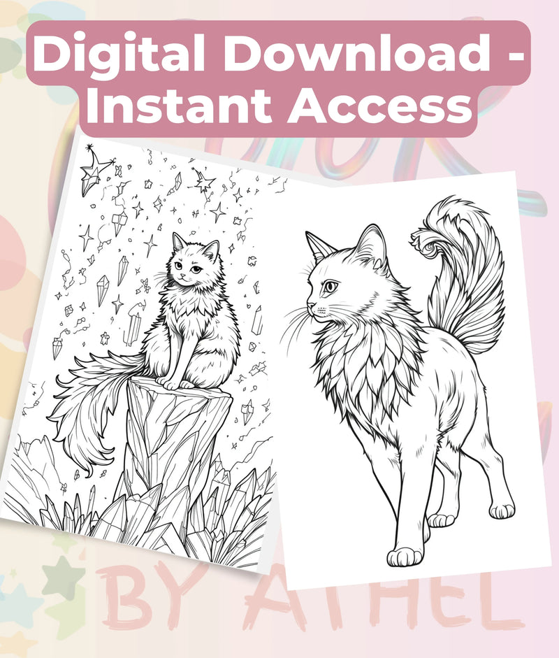 Majestic Enchanted Cats Coloring Book Bundle - CraftNest - Digital Crafting and Art