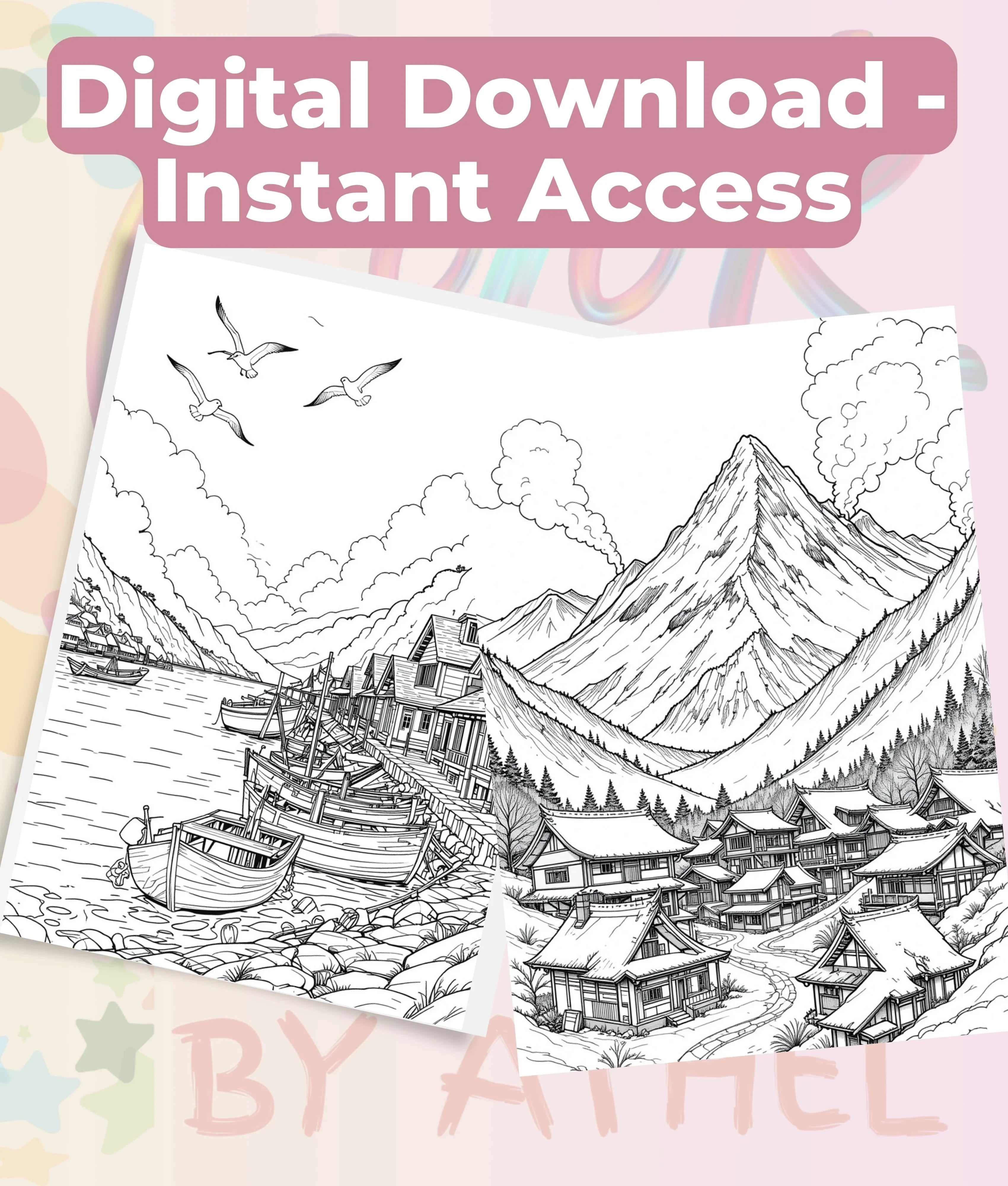 Japanese Landscape Coloring Book Bundle - CraftNest - Digital Crafting and Art