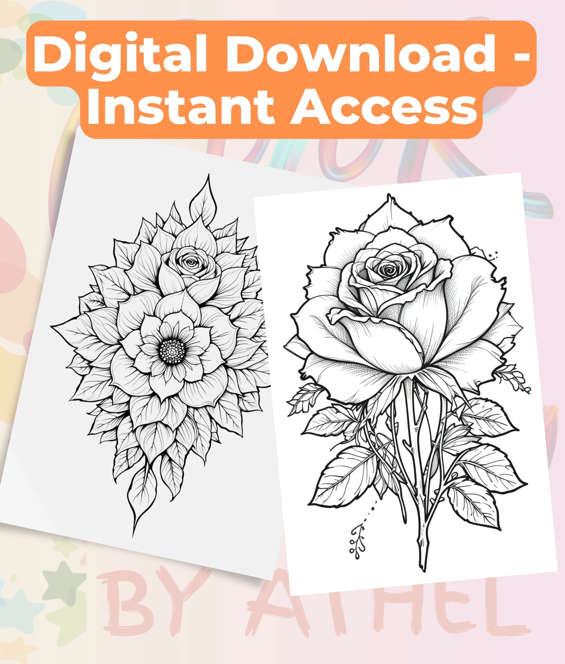 Rose Mandala Coloring Book Bundle - CraftNest - Digital Crafting and Art
