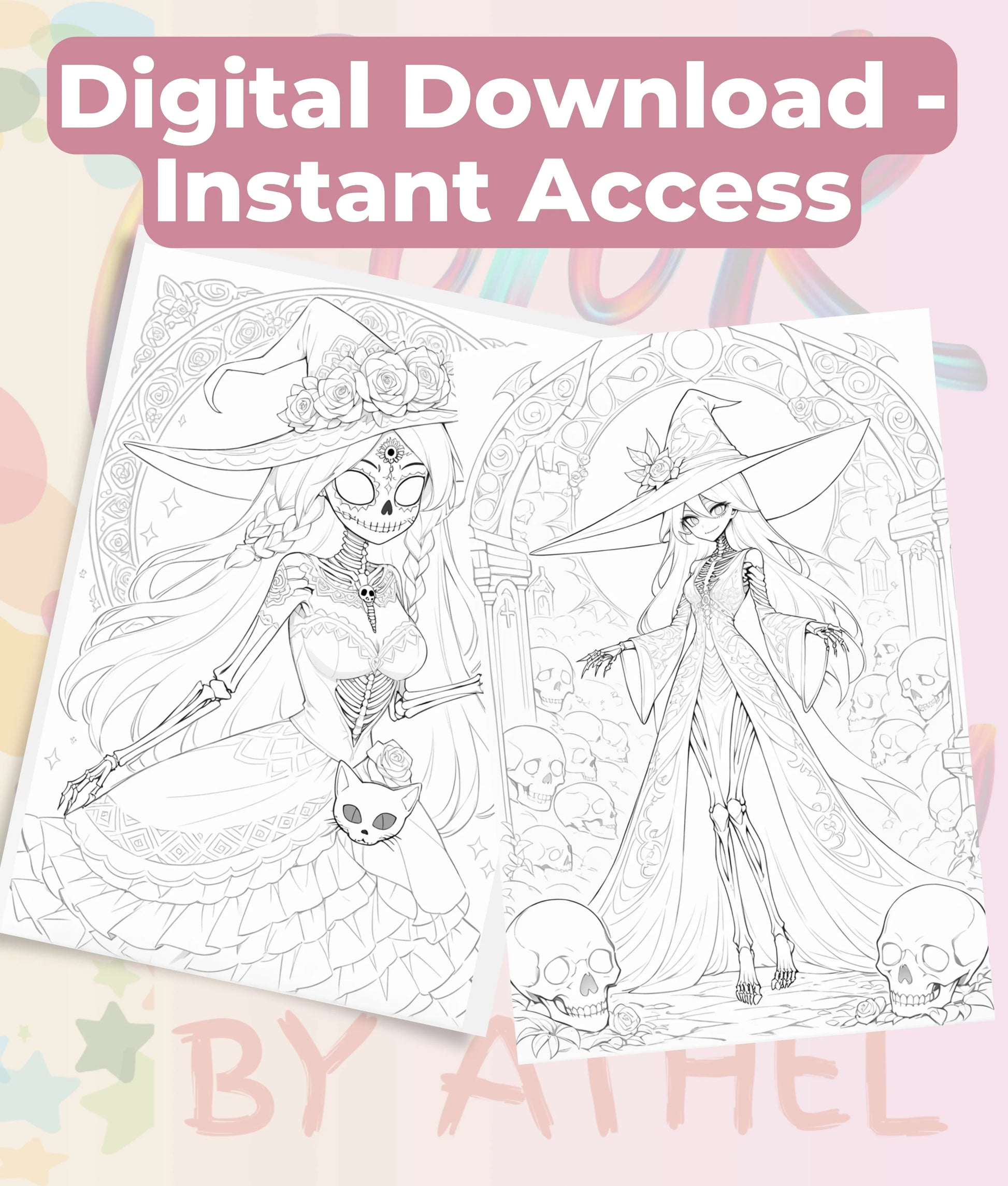 Día de los Muertos Witch Sketch Coloring Book Bundle - CraftNest - Digital Crafting and Art