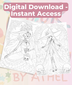 Día de los Muertos Witch Sketch Coloring Book Bundle - CraftNest - Digital Crafting and Art