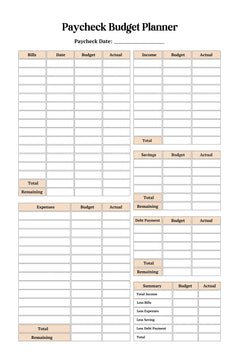 Paycheck Budget Planner for Effective Financial Management - CraftNest - Digital Crafting and Art