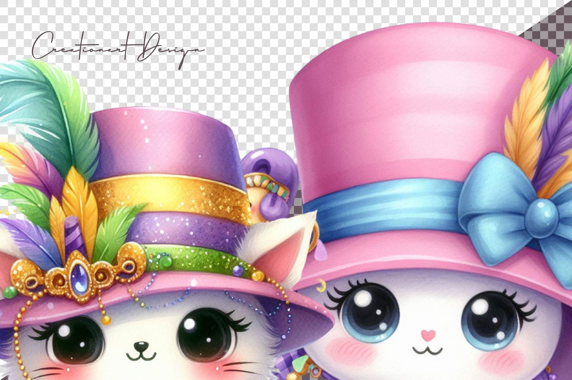 Mardi Gras Cute Kitty Clipart Bundle - CraftNest - Digital Crafting and Art