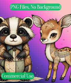 Patchwork Wild Animals Clipart Bundle - CraftNest - Digital Crafting and Art