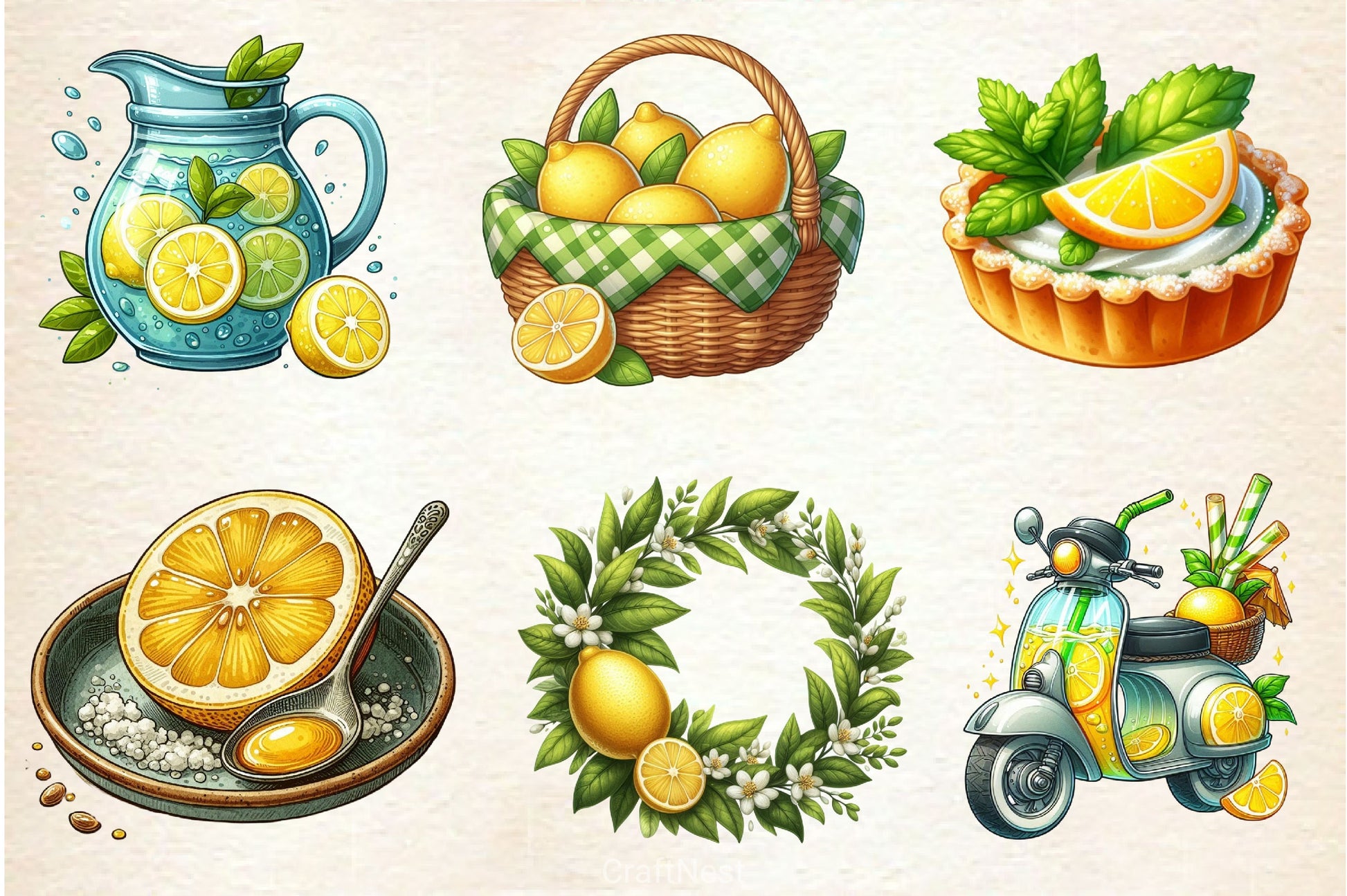 Summer Lemon Clipart Bundle - CraftNest - Digital Crafting and Art