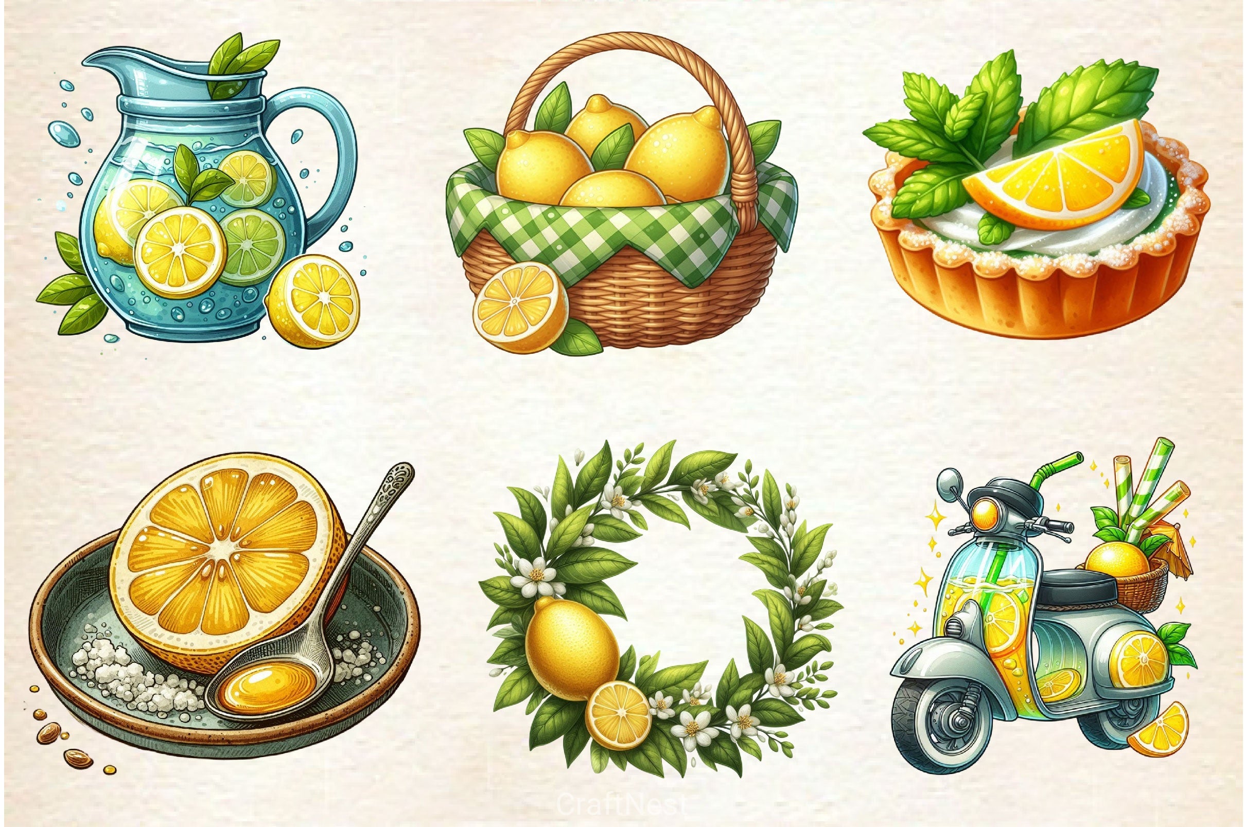 Summer Lemon Clipart Bundle - CraftNest - Digital Crafting and Art