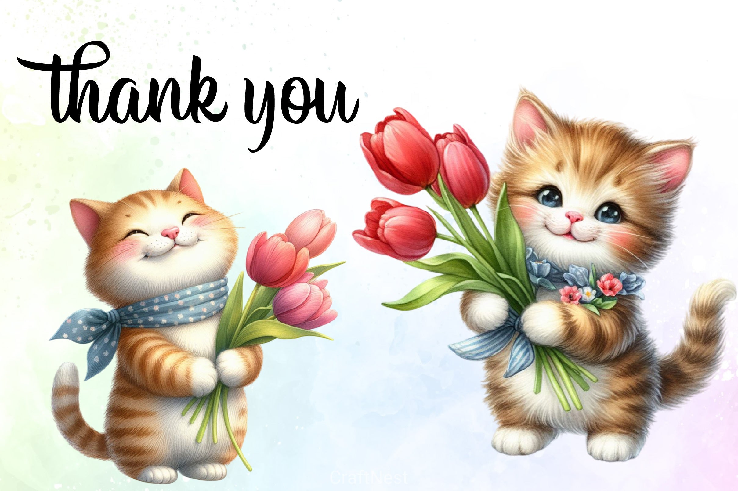 Cat Flower Clipart Bundle - CraftNest - Digital Crafting and Art