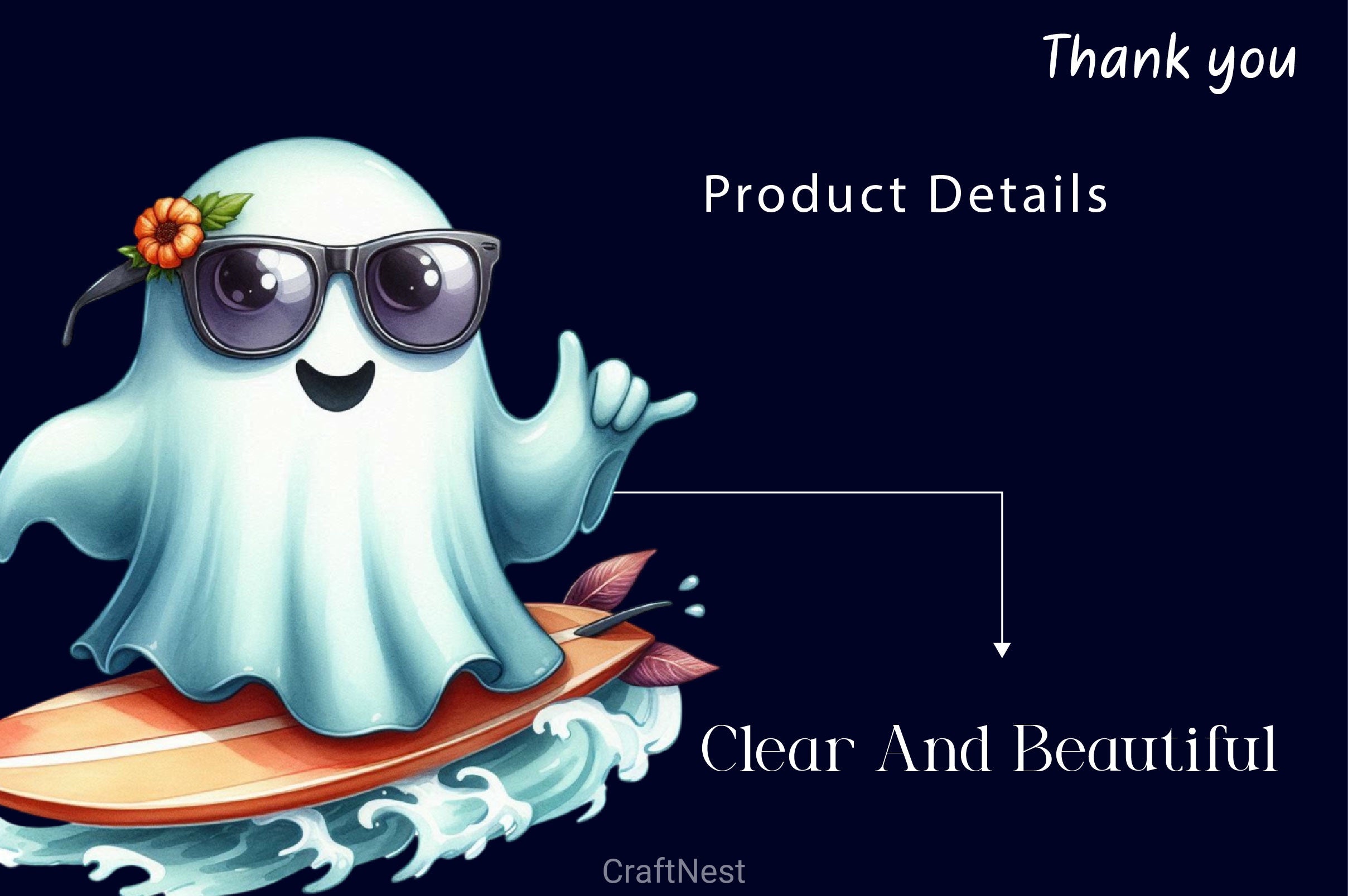 Playful Ghost Surfing Clipart Bundle - CraftNest - Digital Crafting and Art