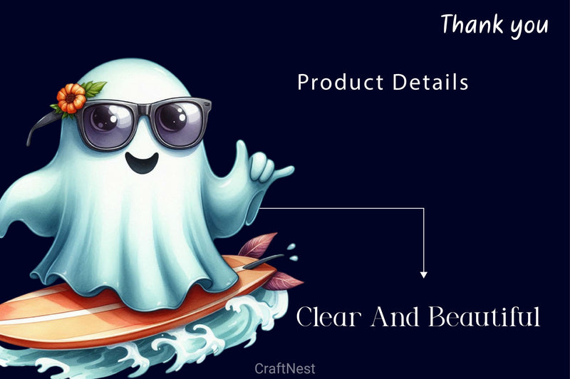 Playful Ghost Surfing Clipart Bundle - CraftNest - Digital Crafting and Art