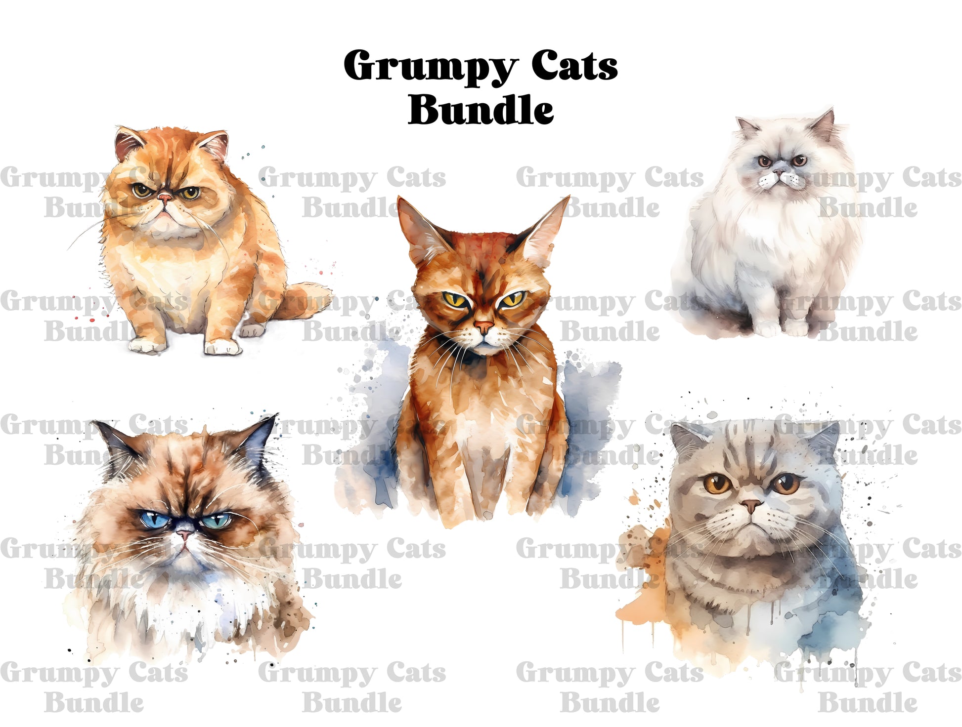 Grumpy Cats Clipart - CraftNest