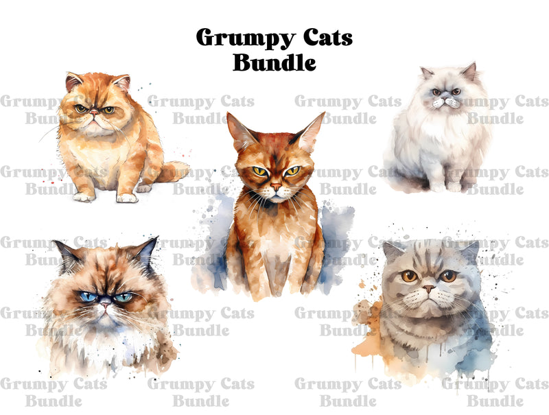 Grumpy Cats Clipart - CraftNest