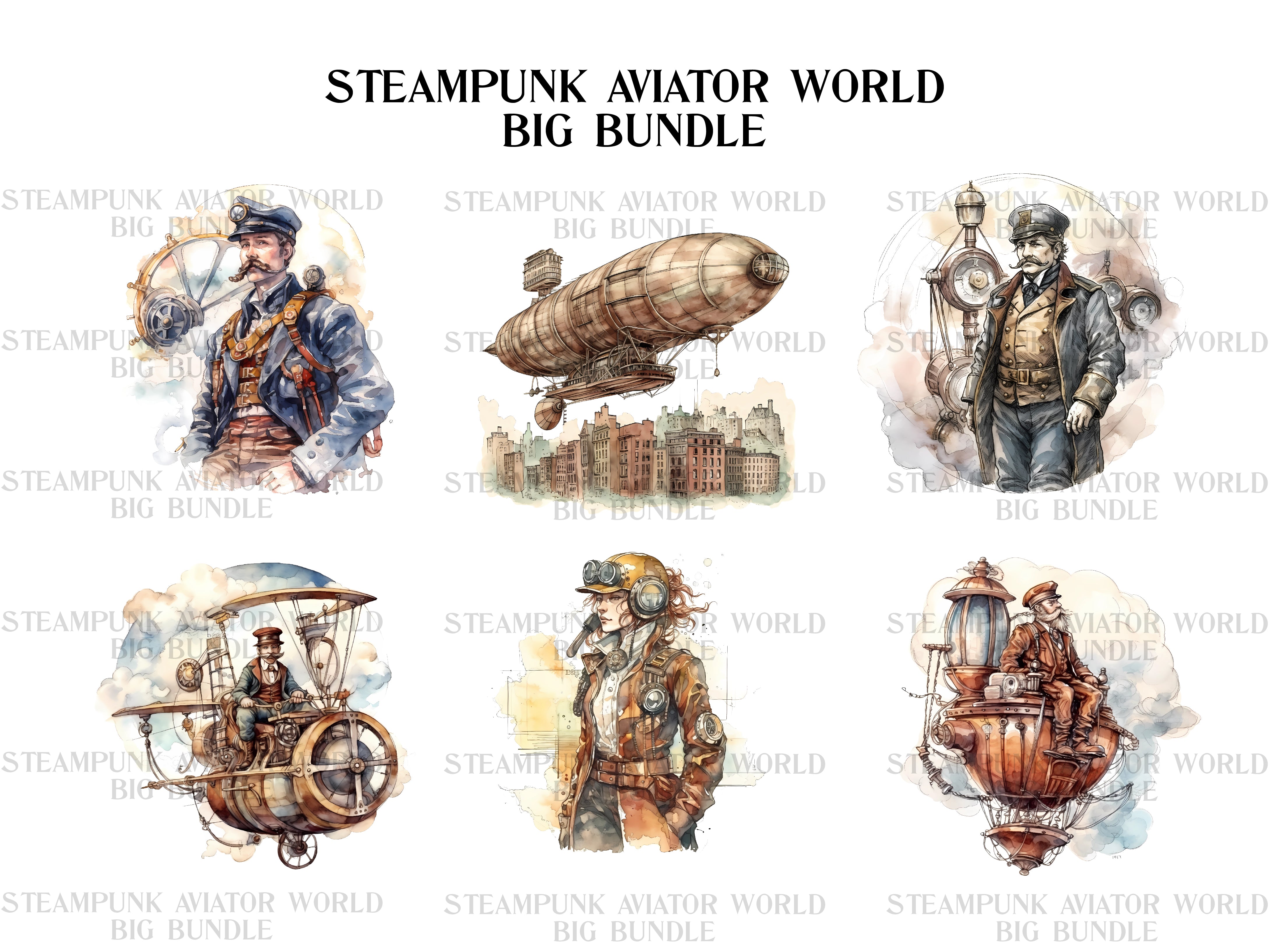 Steampunk Aviator World Clipart - CraftNest