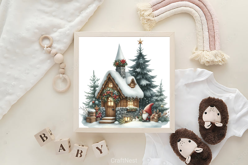 Christmas Gnome House Clipart Bundle - CraftNest - Digital Crafting and Art