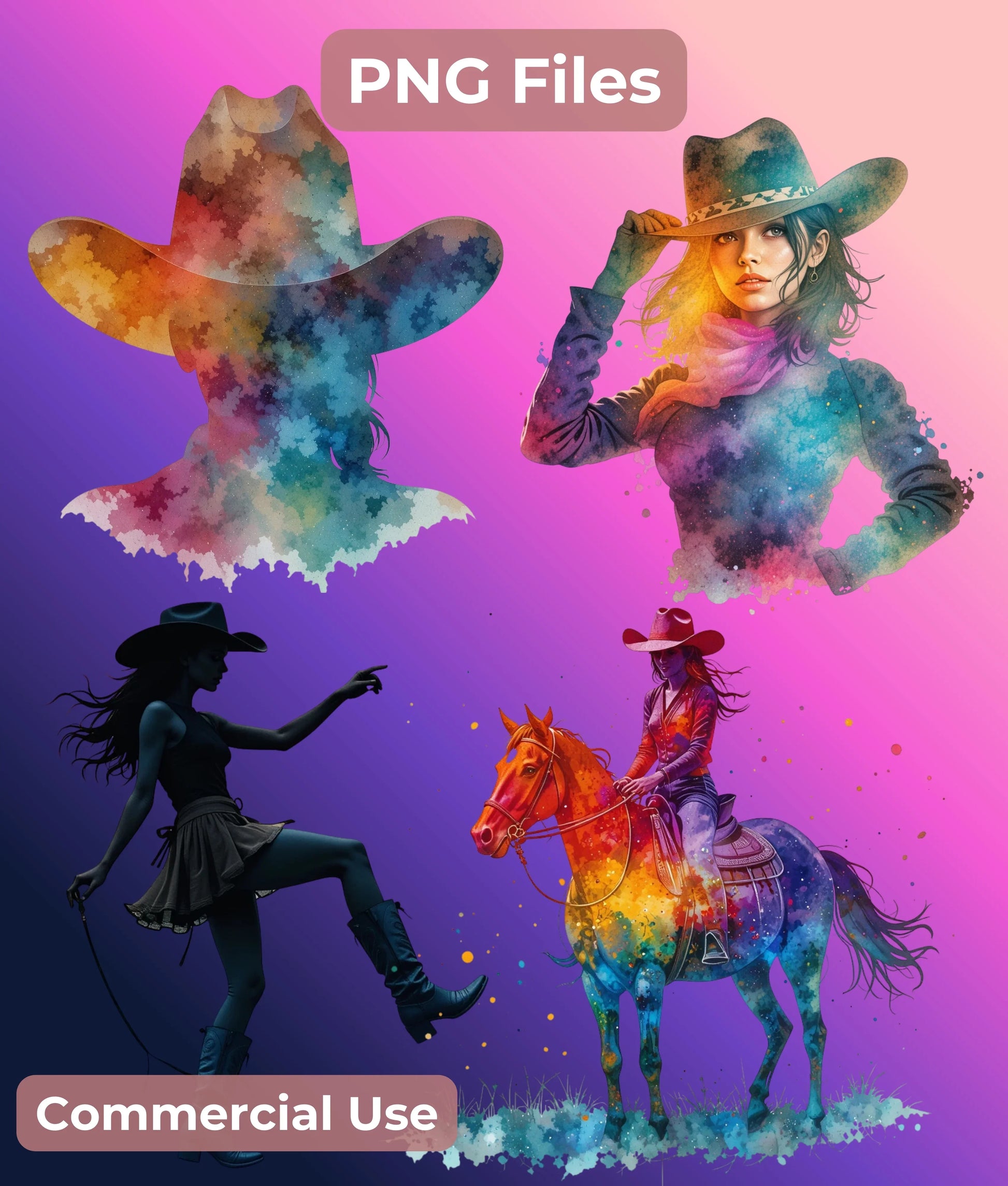 Cowgirl Silhouette Clipart Bundle - CraftNest - Digital Crafting and Art