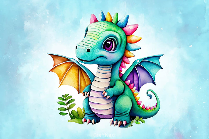 Baby Dinosaur Dragons Clipart Bundle - CraftNest - Digital Crafting and Art