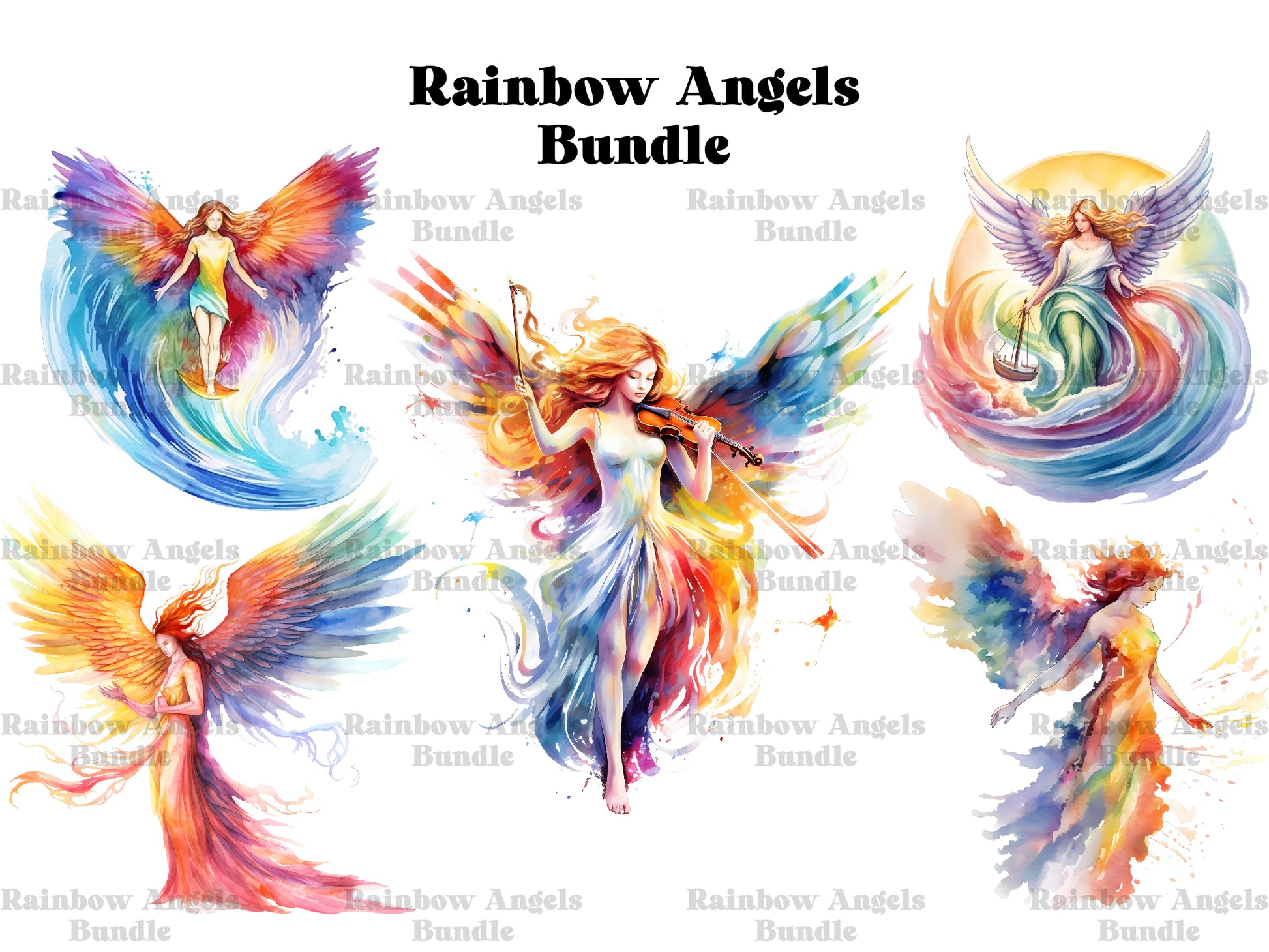 Rainbow Angels Clipart - CraftNest