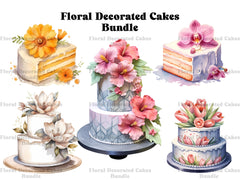 Floral Decorated Cakes Clipart - CraftNest