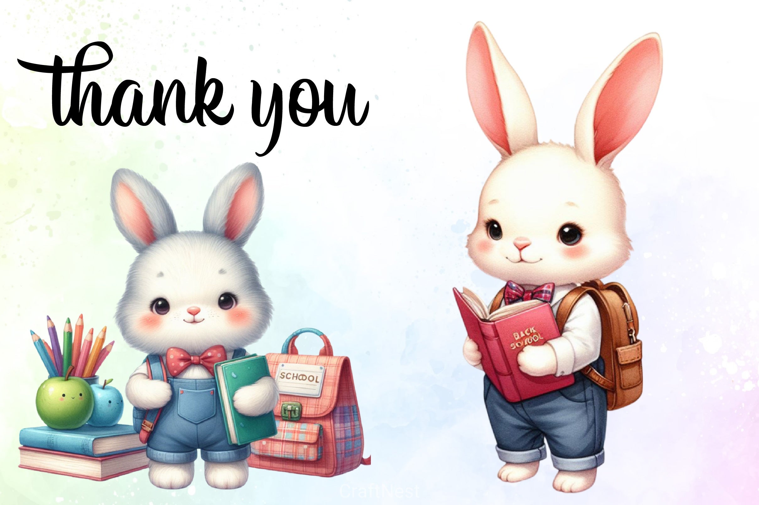 Student Bunny Clipart Bundle - CraftNest - Digital Crafting and Art